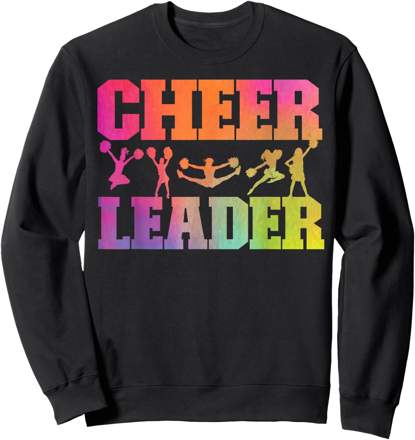 Cheer Cheerleading Watercolor Rainbow Cheer Leader Sweatshirt - Sweatshirt | Black