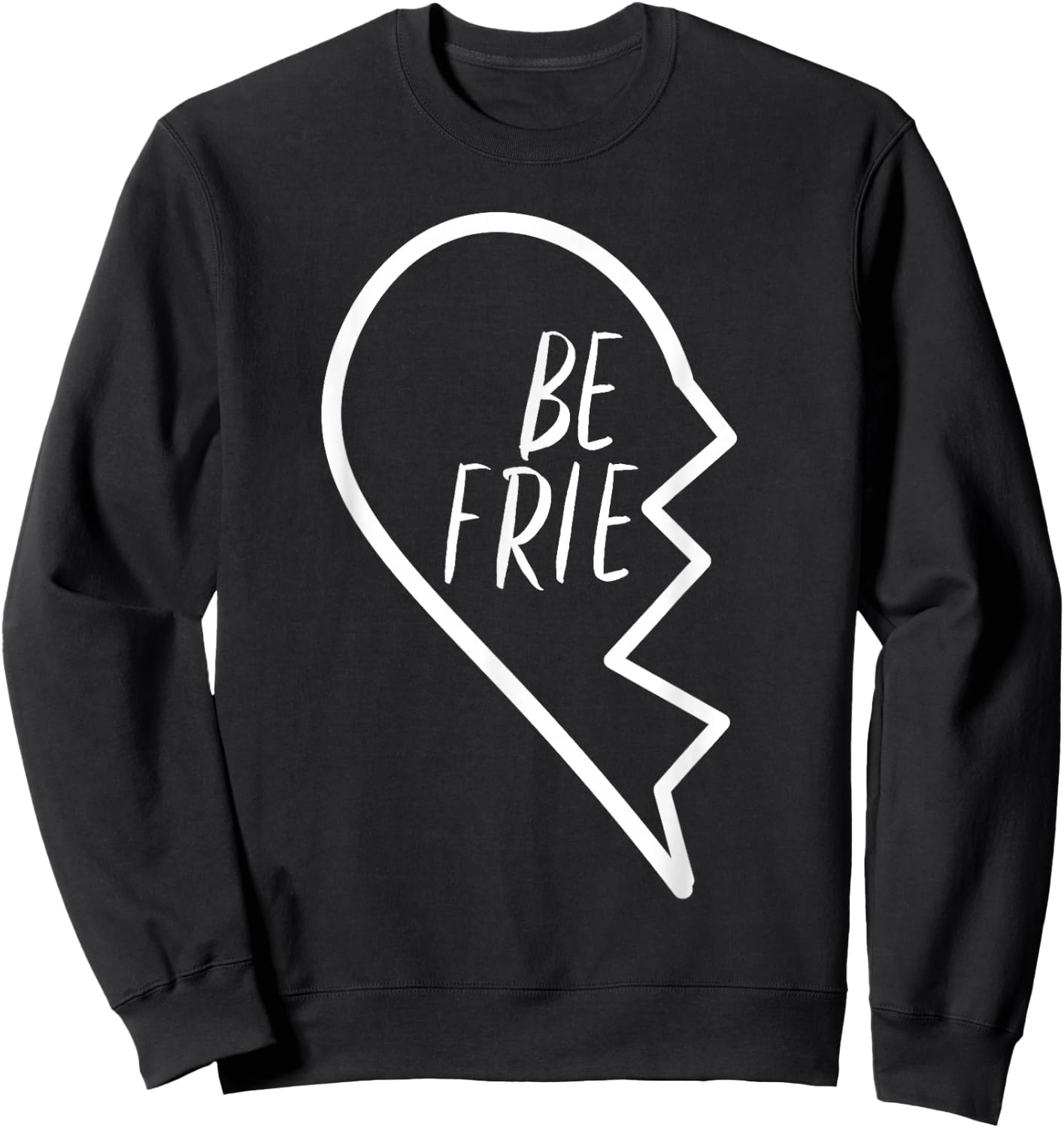 Best Friends Apparel Matching Broken Heart First Half #1 Sweatshirt - Sweatshirt | Black