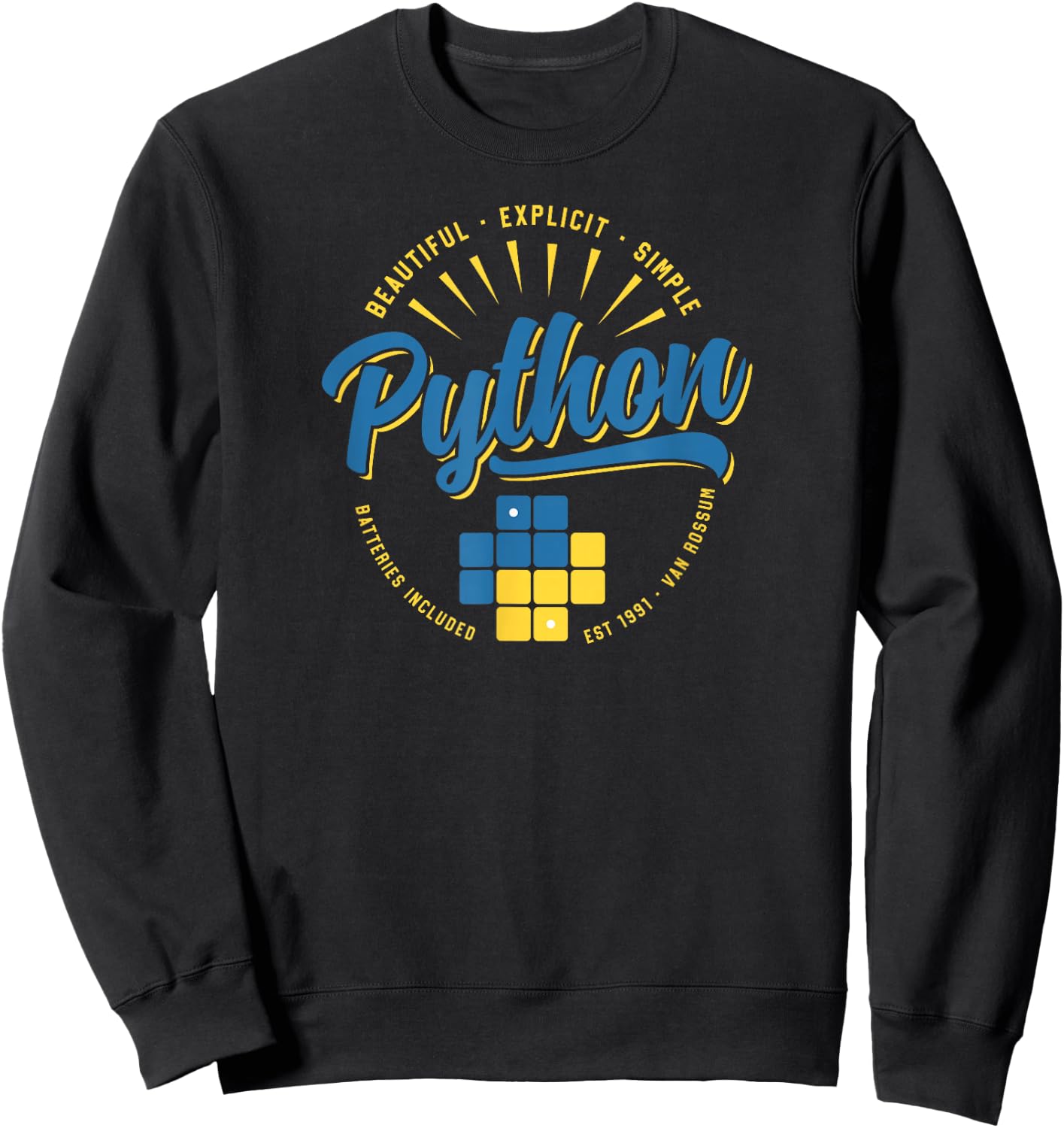 Vintage Python Programming Language Sweatshirt - Sweatshirt | Black