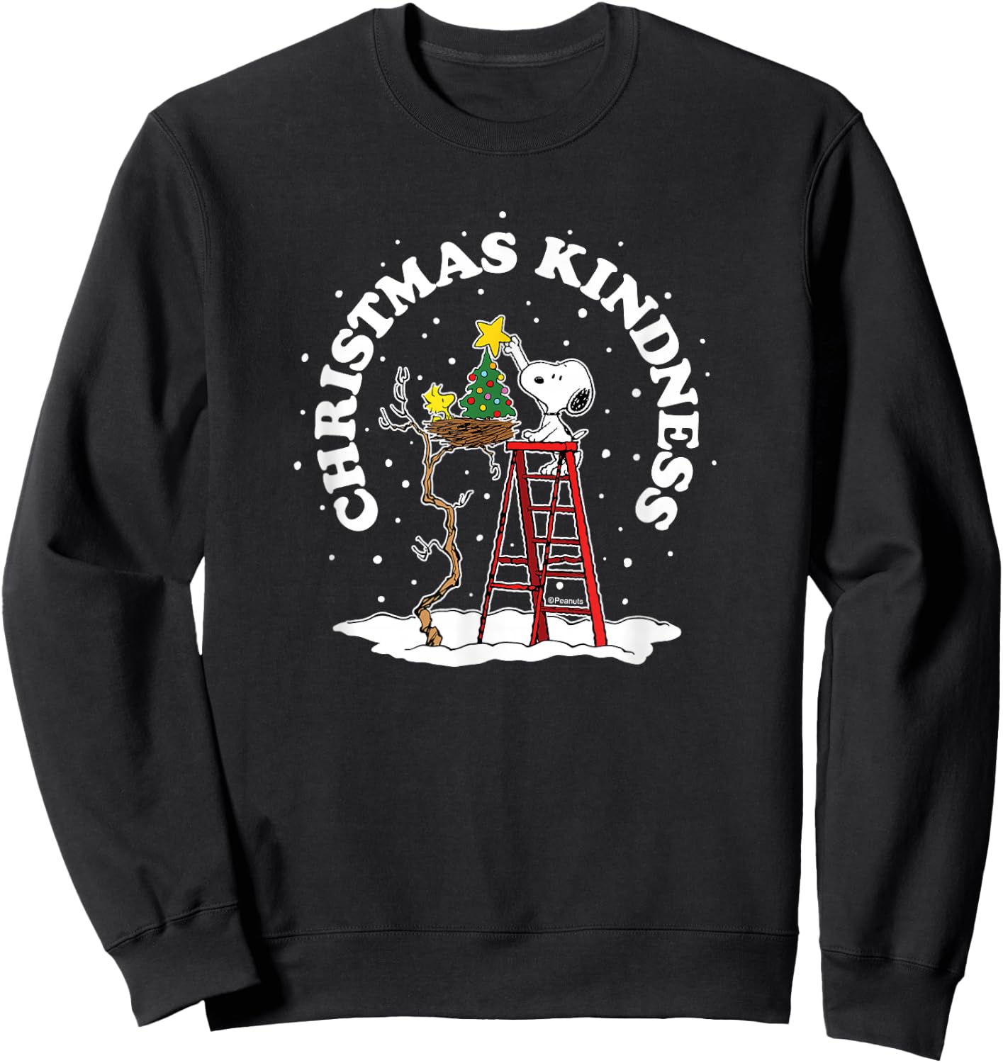 Peanuts - Snoopy and Woodstock Tree Christmas Kindness Sweatshirt - Sweatshirt | Black
