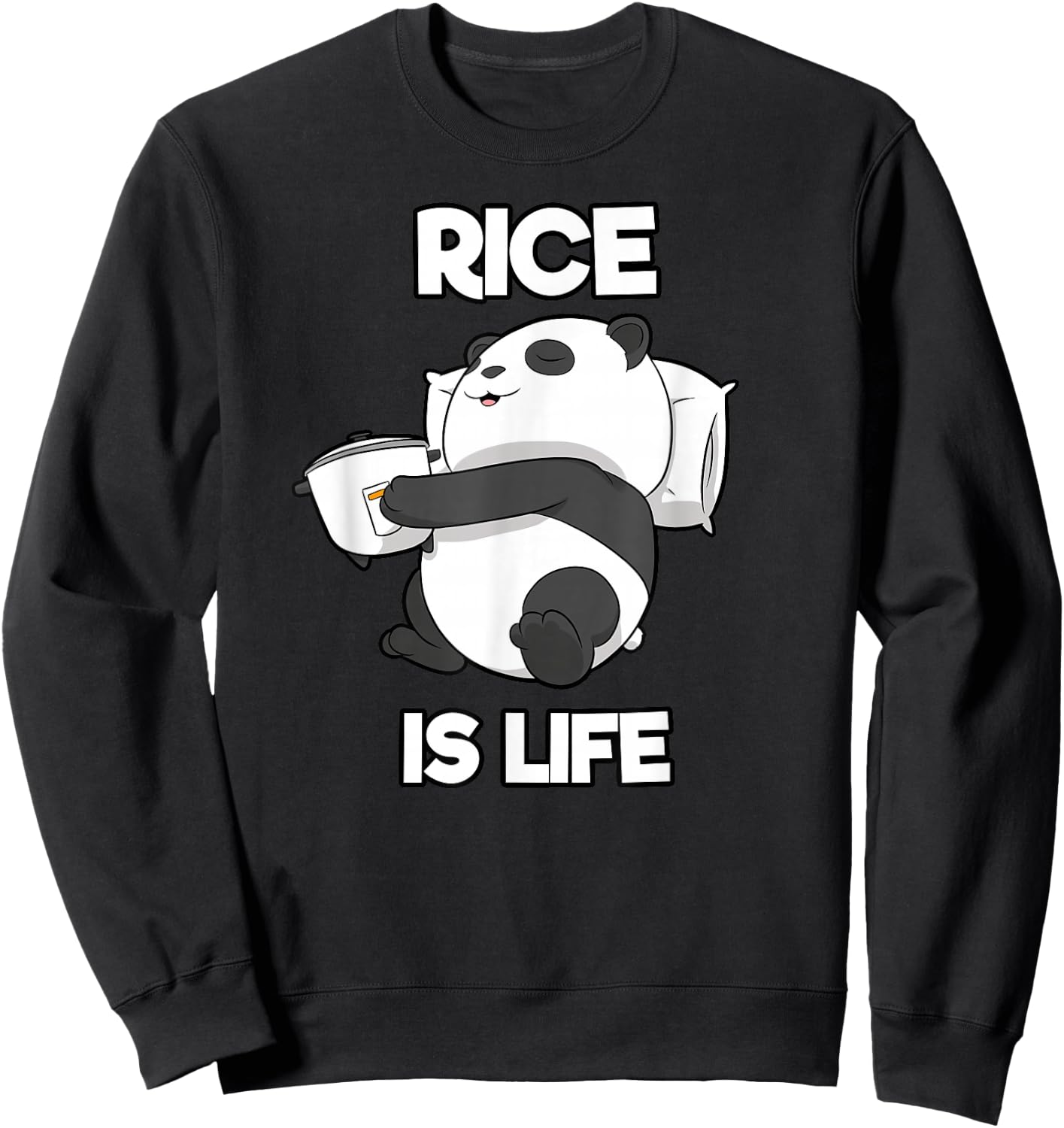 Panda Rice Is Life Rice Cooker Sweatshirt - Sweatshirt | Black