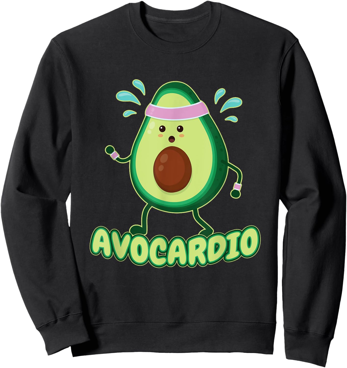 Avocardio Avo-Cardio Exercising Fitness Gym Runner Avocado Sweatshirt - Sweatshirt | Black