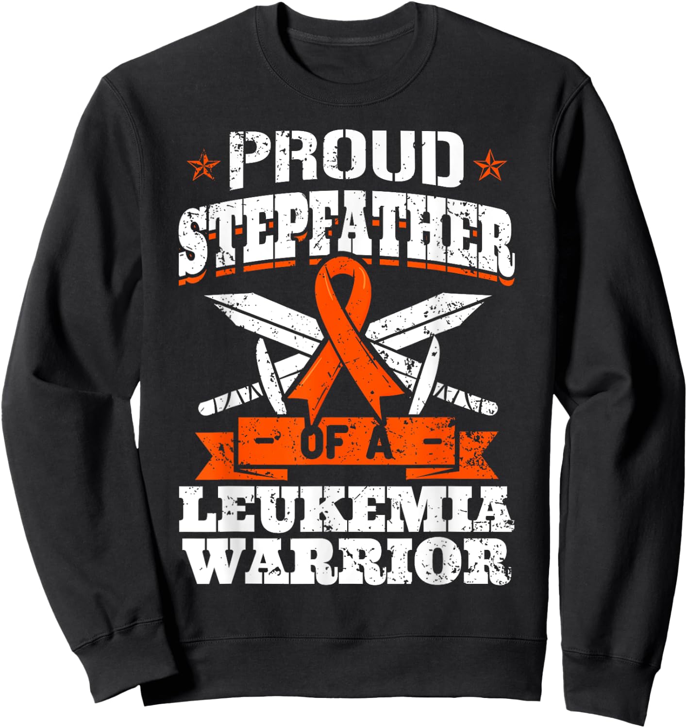 Proud Stepfather Of A Leukemia Warrior Awareness Ribbon Sweatshirt - Sweatshirt | Black