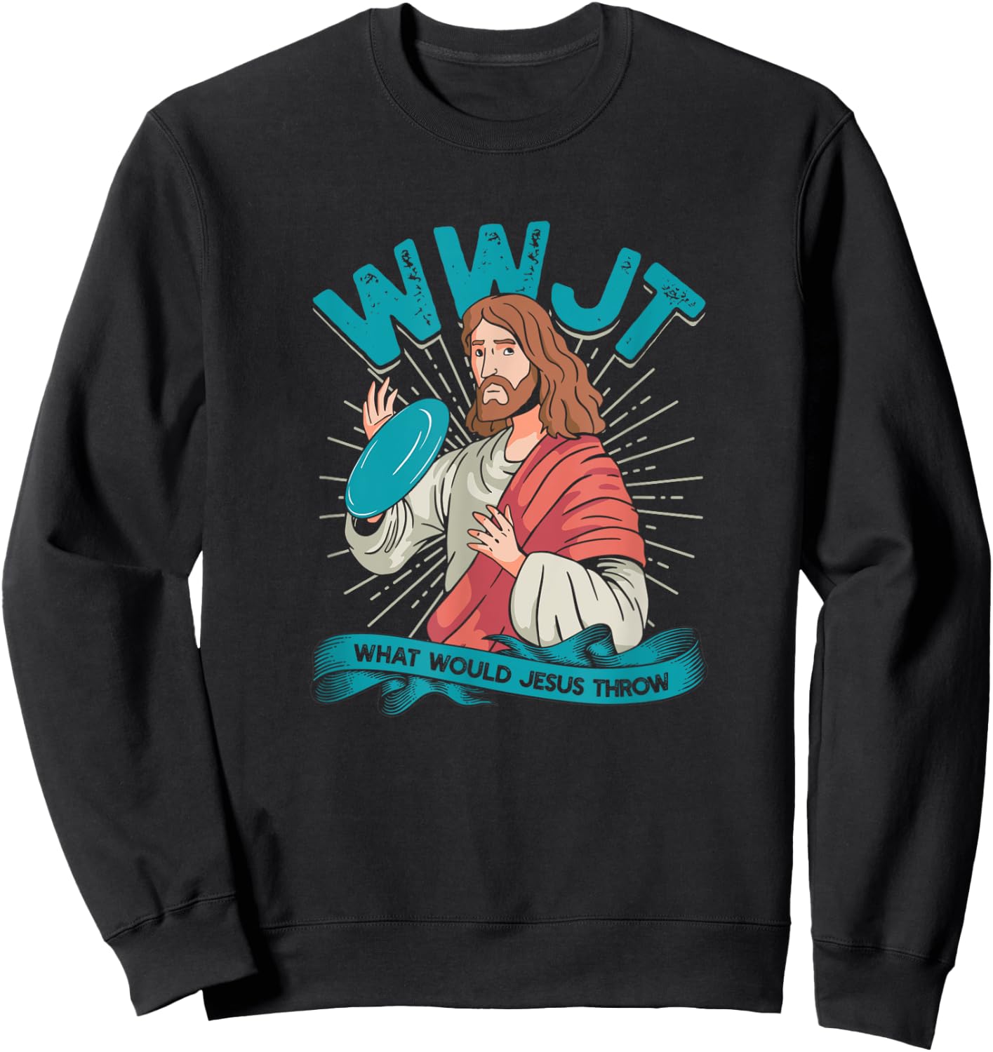WWJT What would Jesus throw - Frisbee disc golf sport Sweatshirt - Sweatshirt | Black
