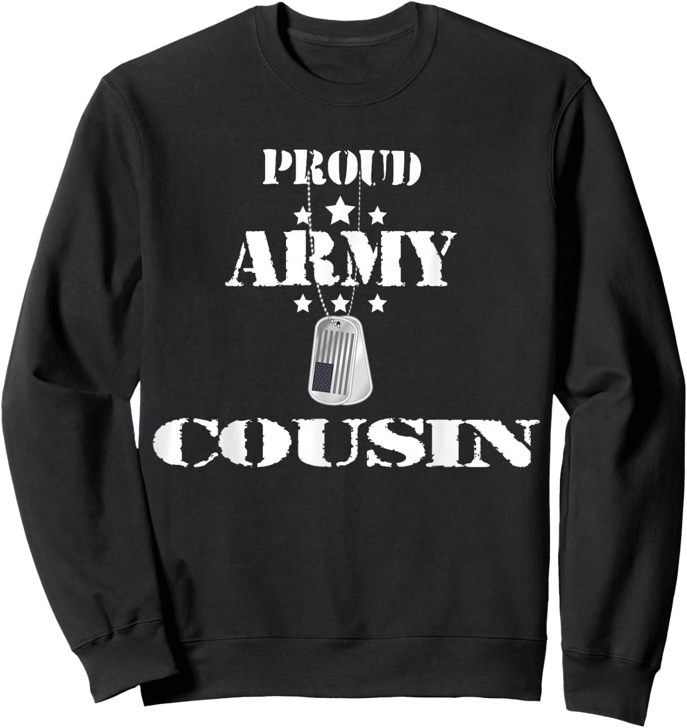 Proud Army Cousin Military Pride American Flag For Veteran Kids Men Sweatshirt - Sweatshirt | Black