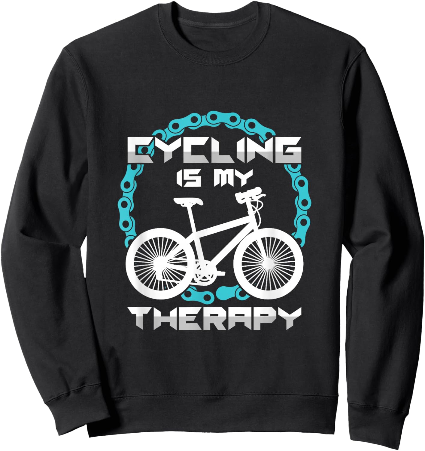 Funny Cyclist Cycling Is My Therapy Bikers Sweatshirt - Sweatshirt | Black