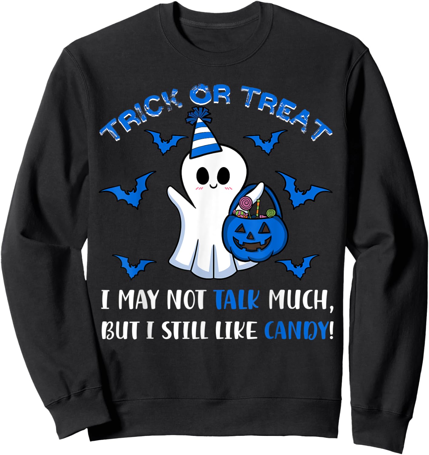 Autism ASD Awareness Halloween Trick Or Treat Candy Sweatshirt - Sweatshirt | Black