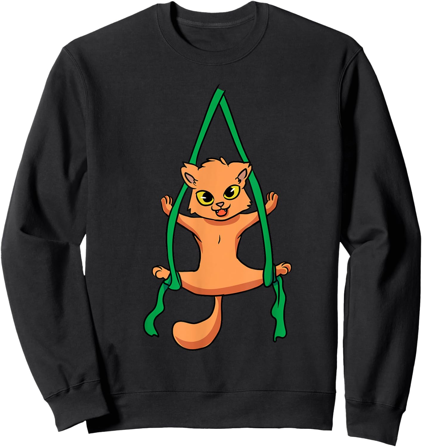 Aerial Silk Dancer Acrobat Funny Cat Aerialist Men Women Girls Kids Sweatshirt - Sweatshirt | Black