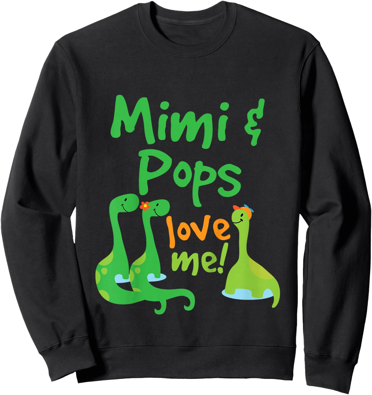 Kids Mimi and Pops Love Me Grandson Dinosaur Sweatshirt - Sweatshirt | Black