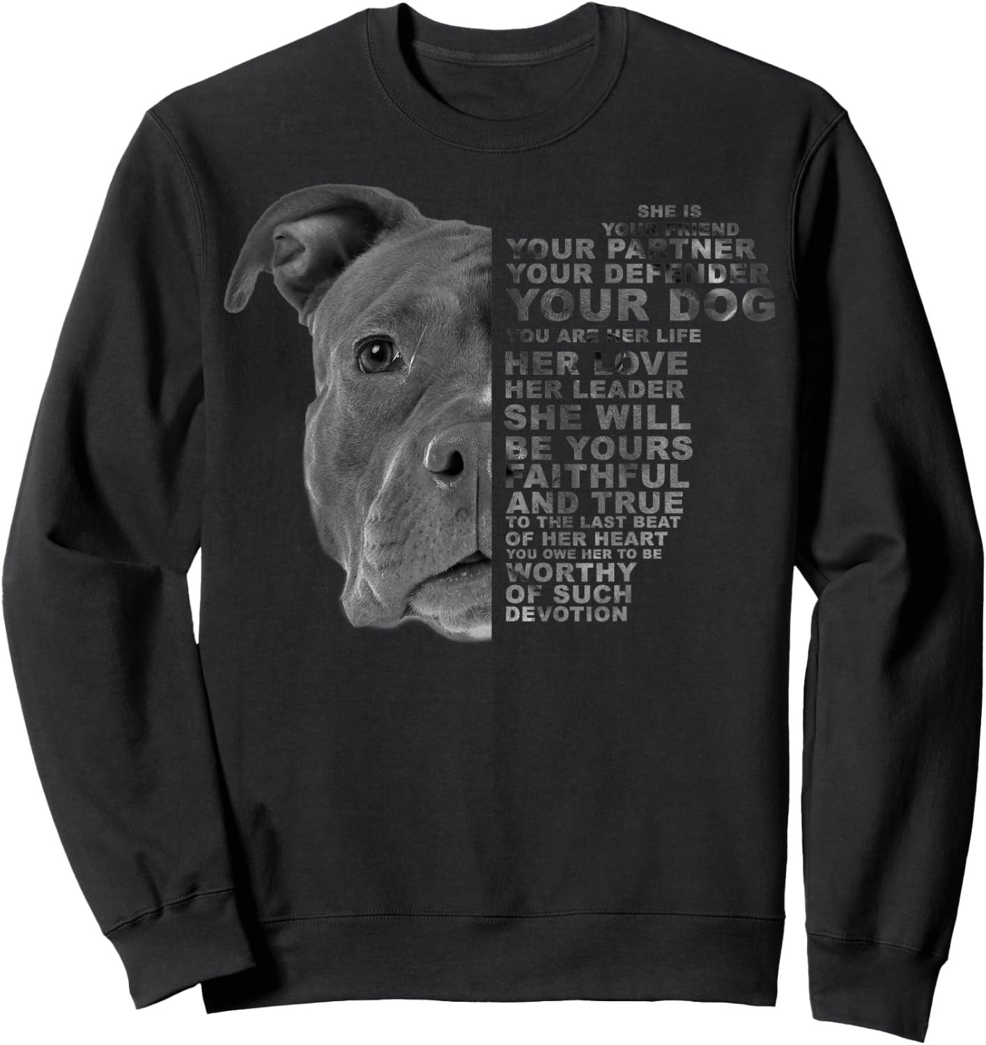 She Is Your Friend Your Partner Your Dog Puppy Pitbull Pitti Women Kids Sweatshirt - Sweatshirt | Black