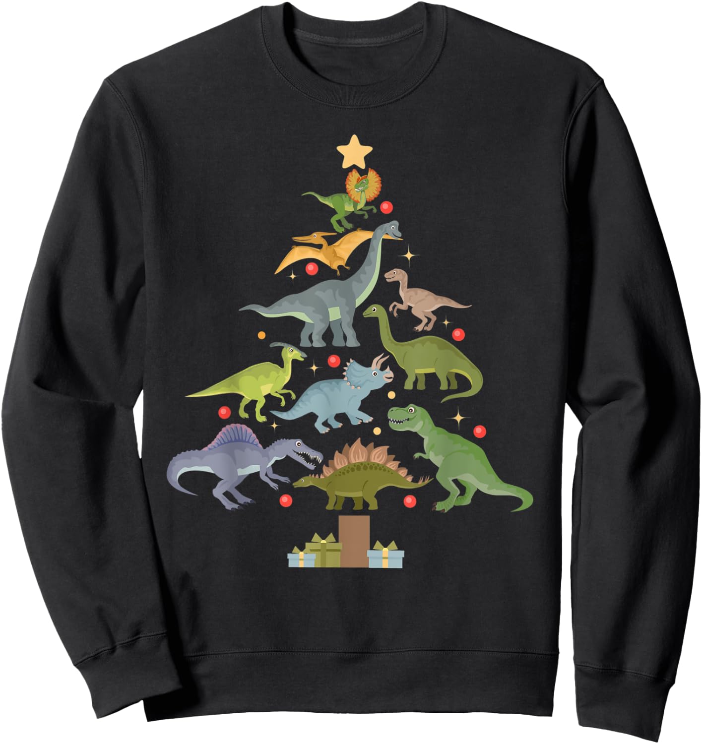 Christmas Dinosaur Tree Kids Boys Men Family Saurus Xmas Sweatshirt - Sweatshirt | Black