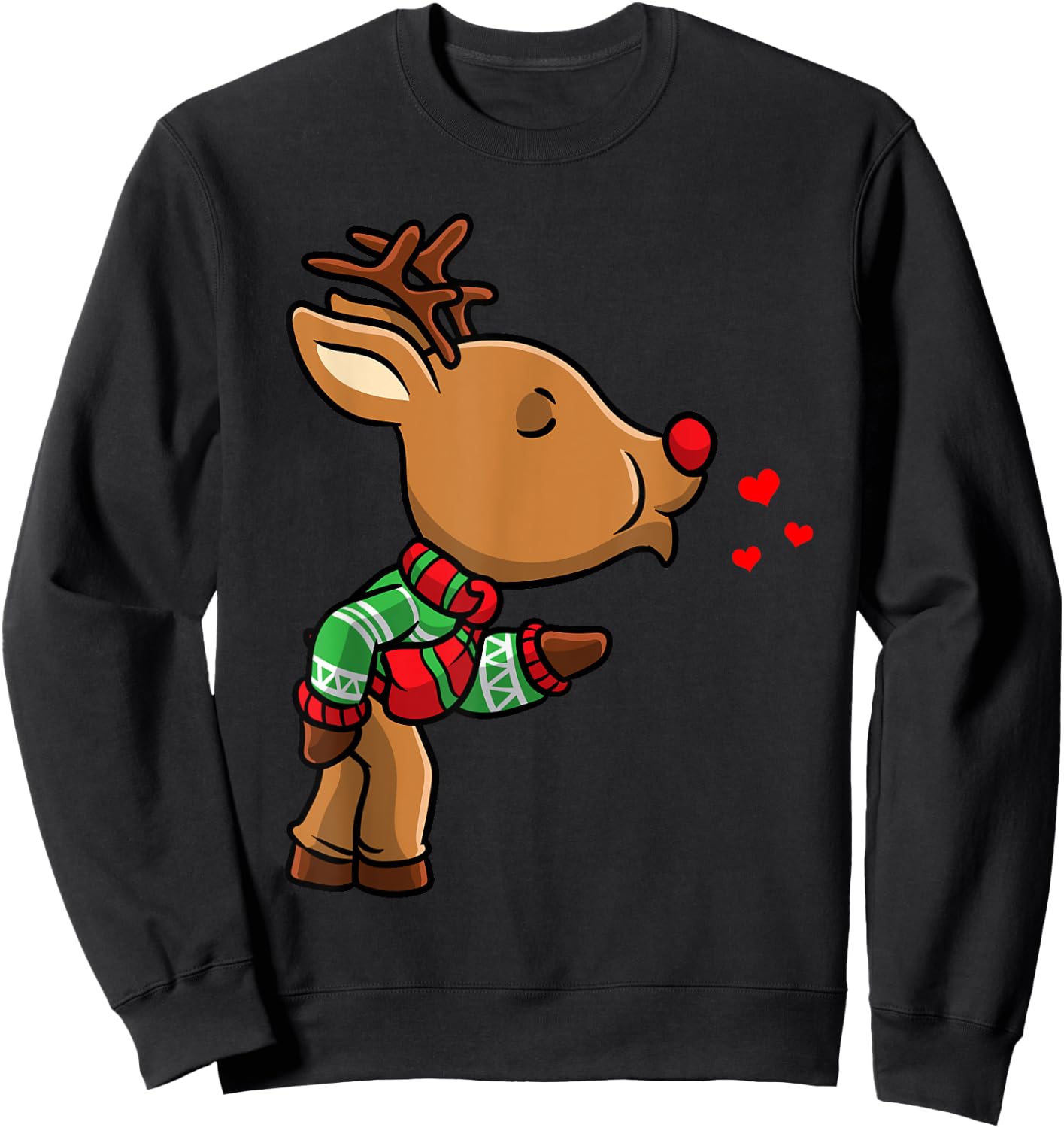 Reindeer Christmas Matching Couple Sweatshirt - Sweatshirt | Black