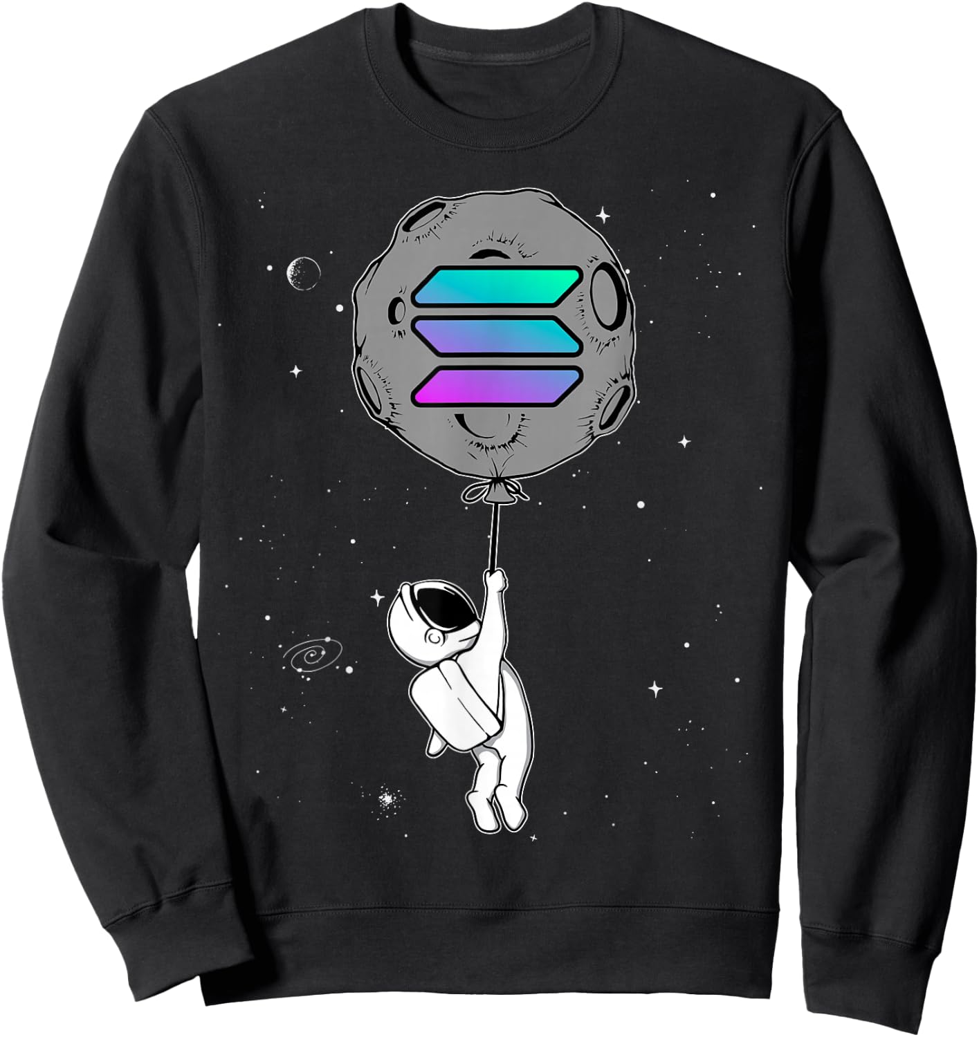 Cryptocurrency Talk Funny Solana Hodl Moon Astronaut Sweatshirt - Sweatshirt | Black