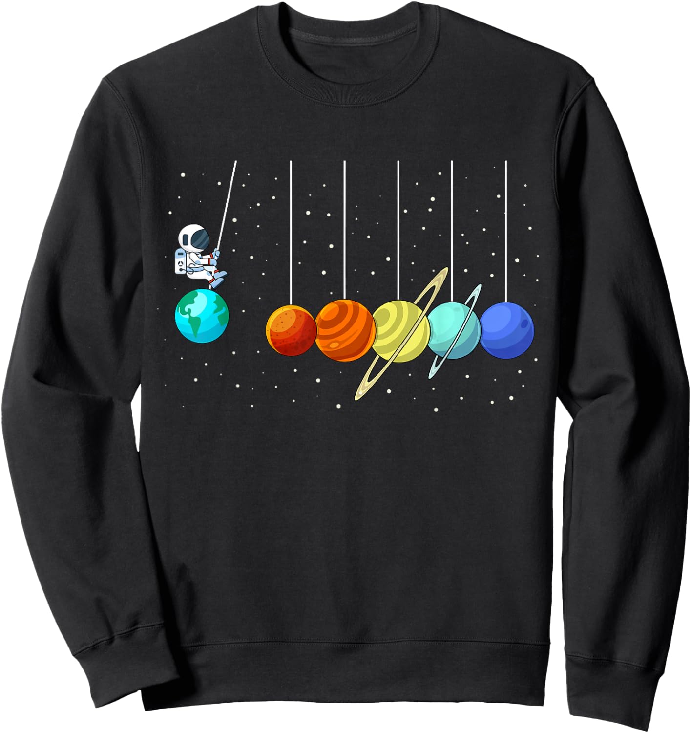 Funny Astronaut Newtons Cradle Pendulum Swing Planets Space Sweatshirt - Sweatshirt | Black