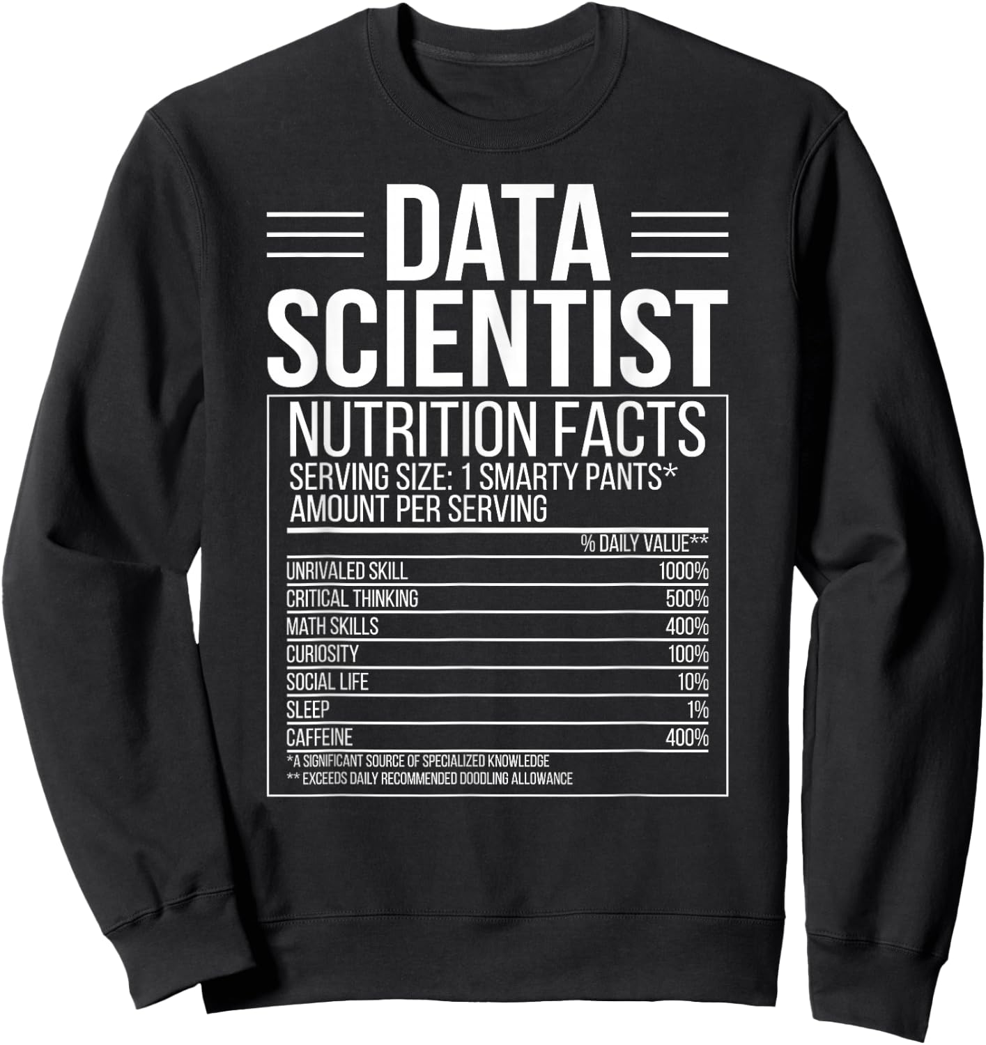 Data Scientist Nutrition Facts Data Science Sweatshirt - Sweatshirt | Black