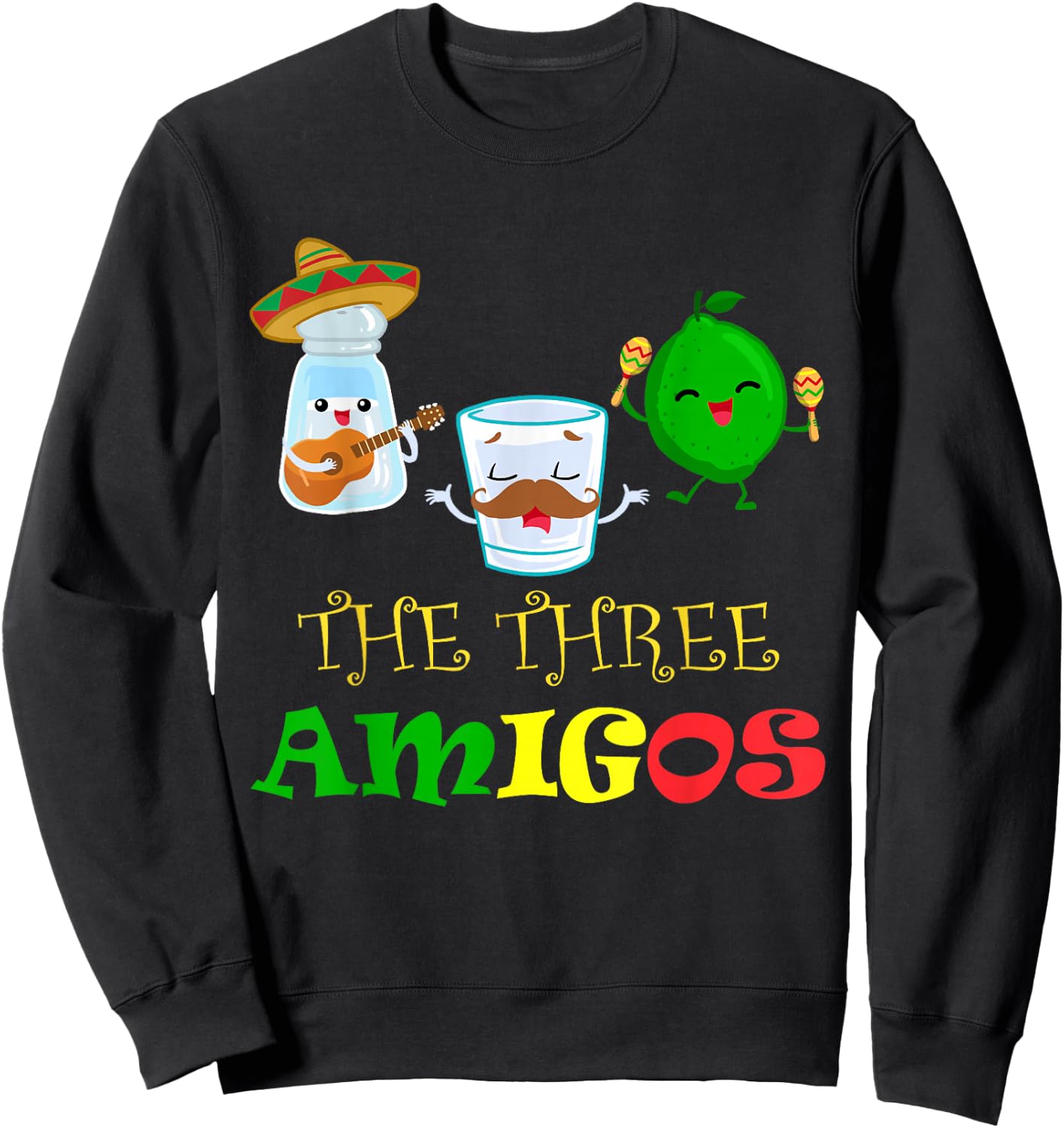 The Three Amigos - Black, -Adults, Small, Short Sleeve Sweatshirt - Sweatshirt | Black