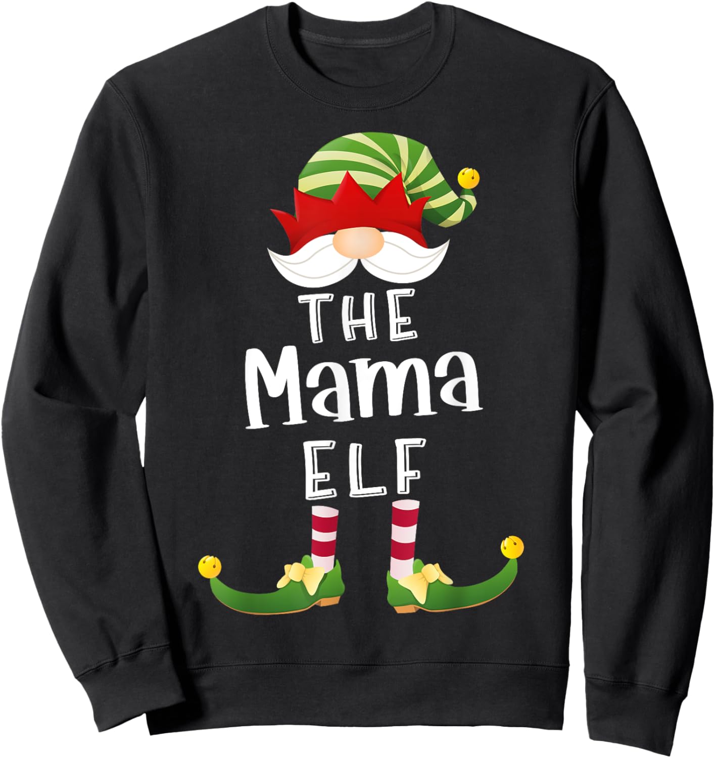 Mama Elf Group Christmas Funny Pajama Party Sweatshirt - Sweatshirt | Black