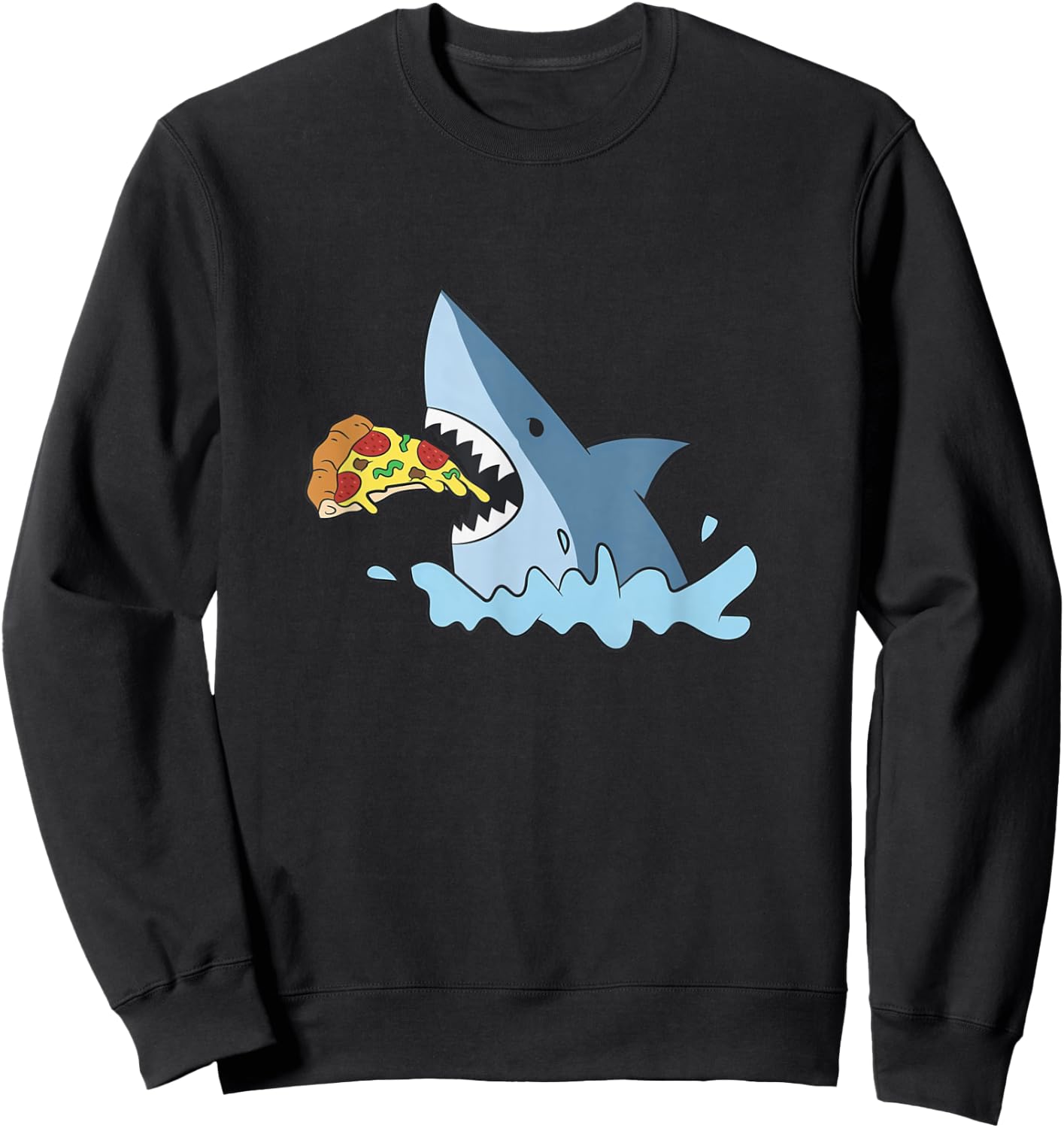 Shark Eating Pizza Sweatshirt - Sweatshirt | Black