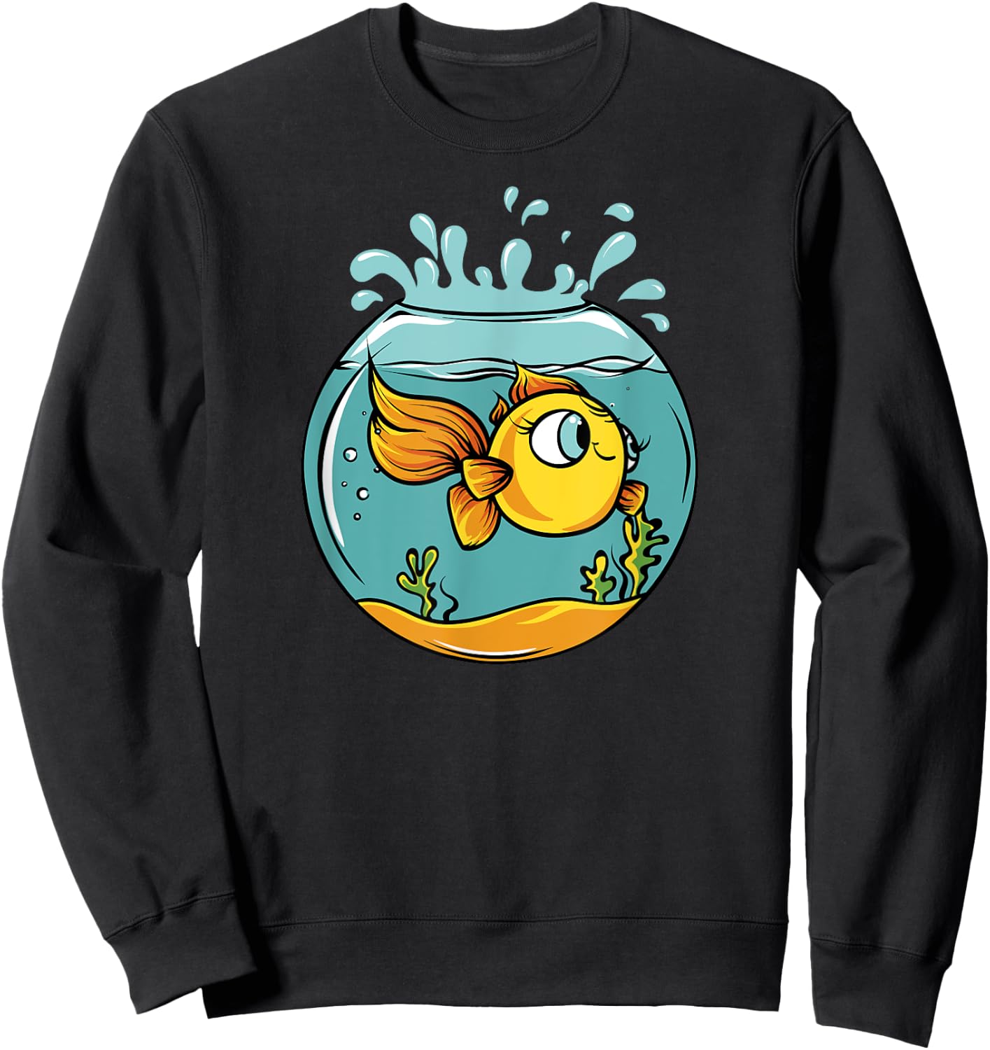 Cute Kawaii Fish Bowl Gifts Sweatshirt - Sweatshirt | Black