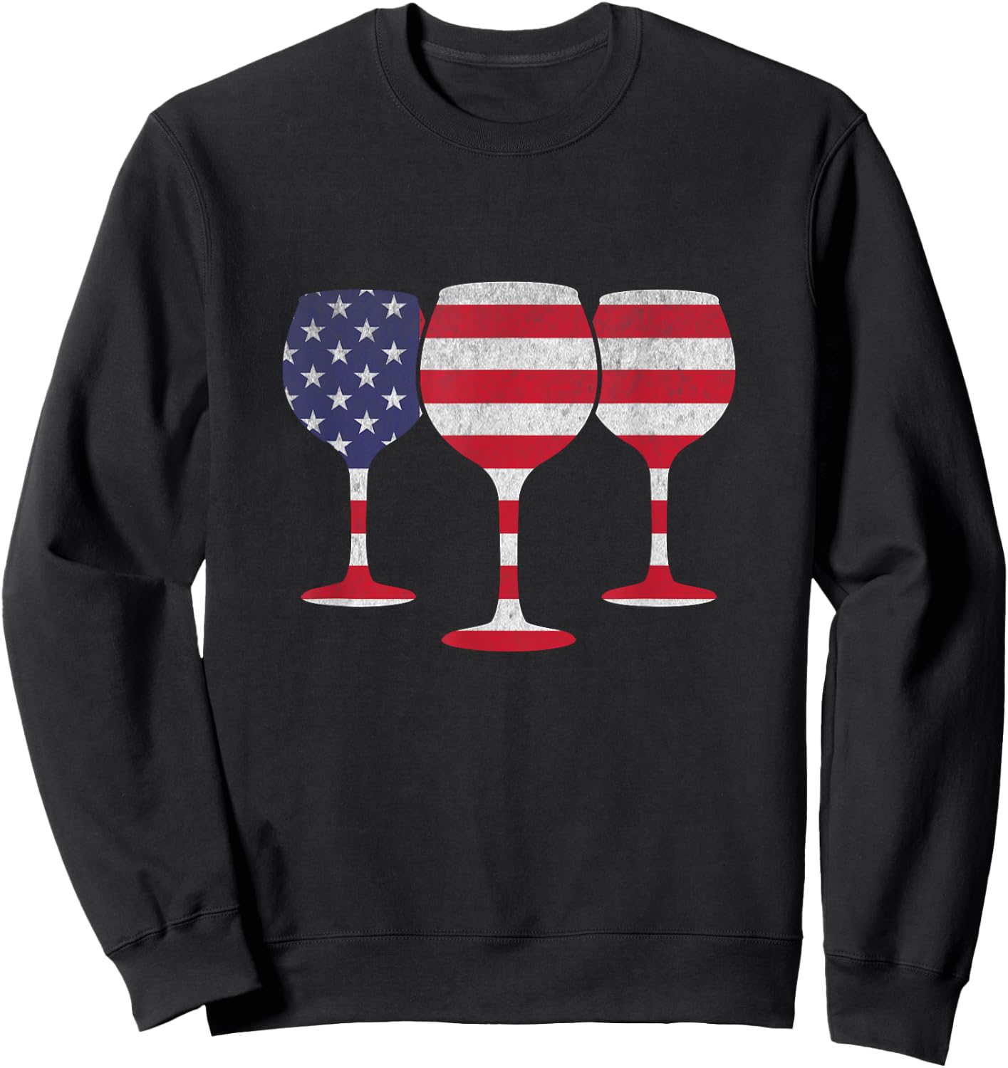 4th Of July Party Patriotic Day Wine US Flag 4th Of July Sweatshirt - Sweatshirt | Black