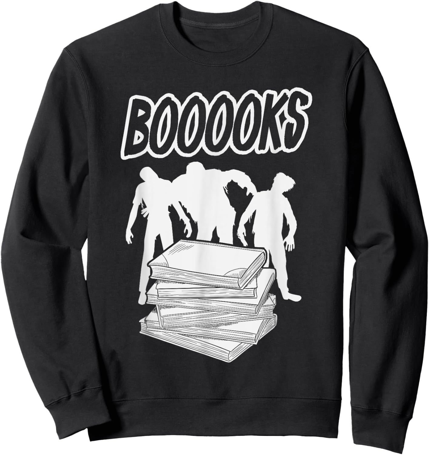 Booooks Halloween Zombie Book Reader Spooky Funny Gift Sweatshirt - Sweatshirt | Black