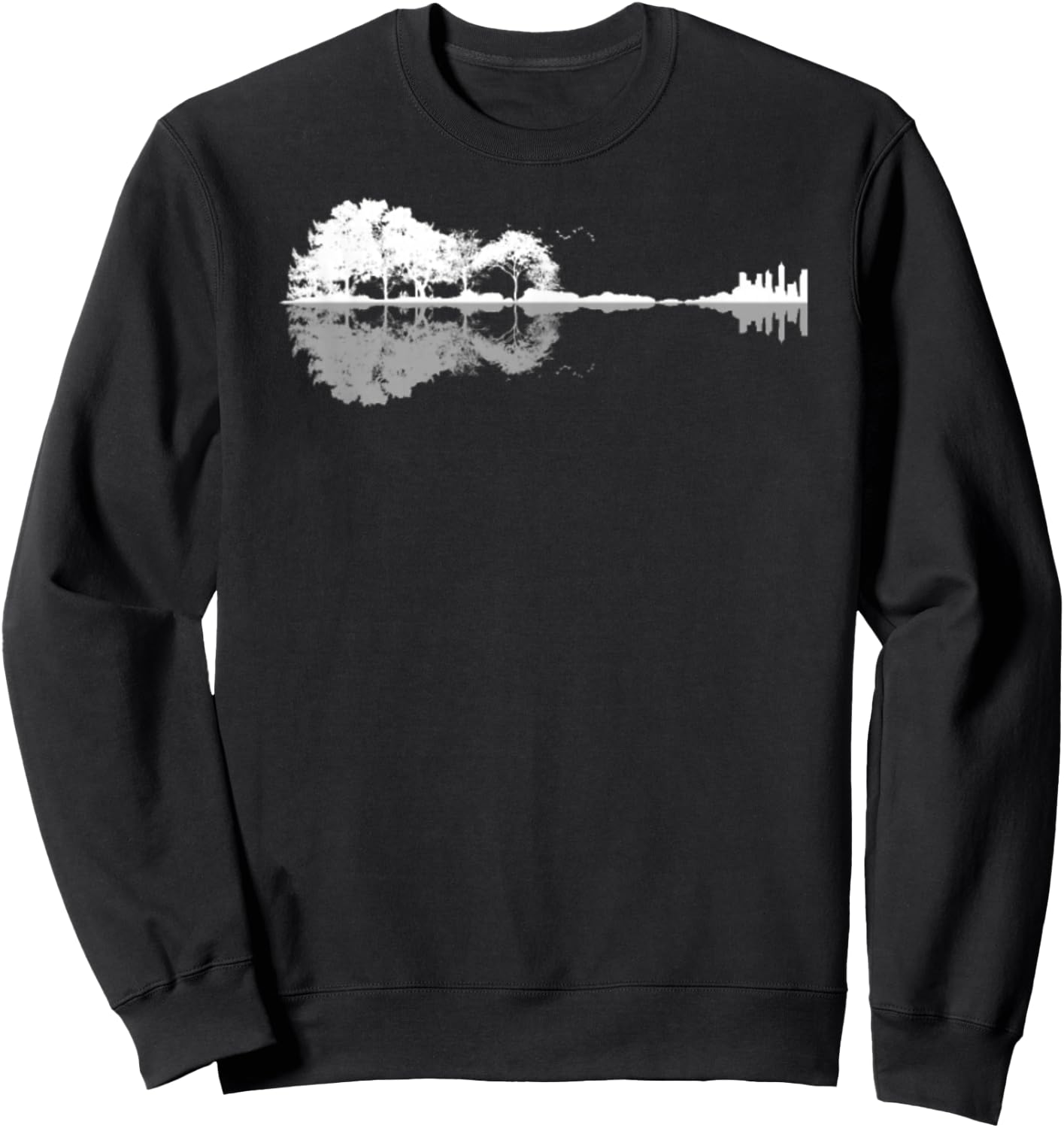 Galeriedruc Acoustic Guitar with Mirror / Forest / Nature Sweatshirt - Sweatshirt | Black