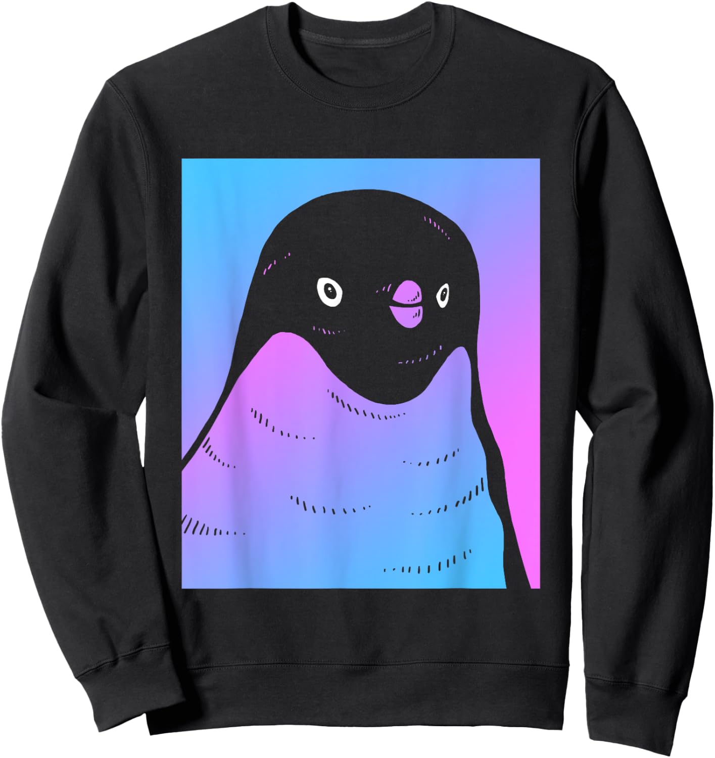 Vaporwave Penguin Aesthetic Pastel Goth Aquatic Bird Sweatshirt - Sweatshirt | Black