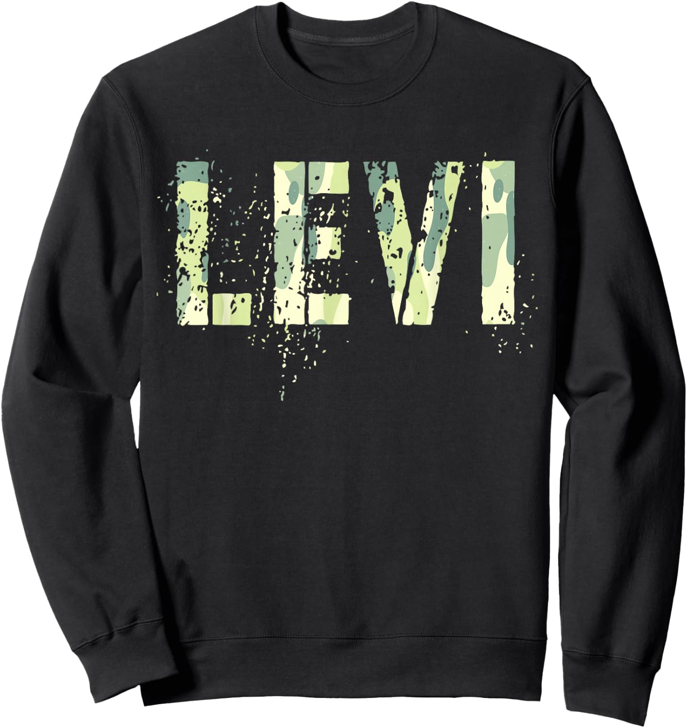 Personalized Name LEVI Camo Boy Military Birthday Father Son Sweatshirt - Sweatshirt | Black