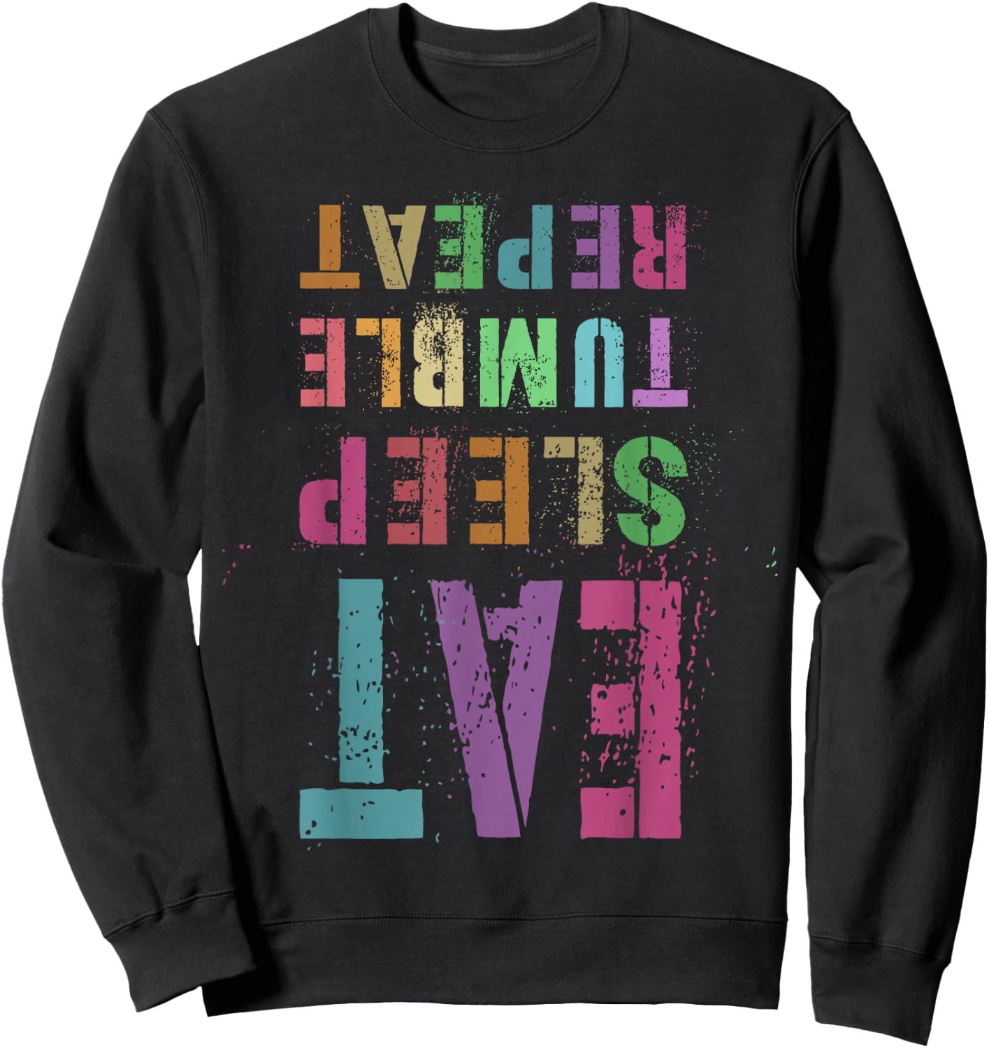 Funny EAT SLEEP TUMBLE REPEAT Gymnastics Gymnast Flip Squad Sweatshirt - Sweatshirt | Black
