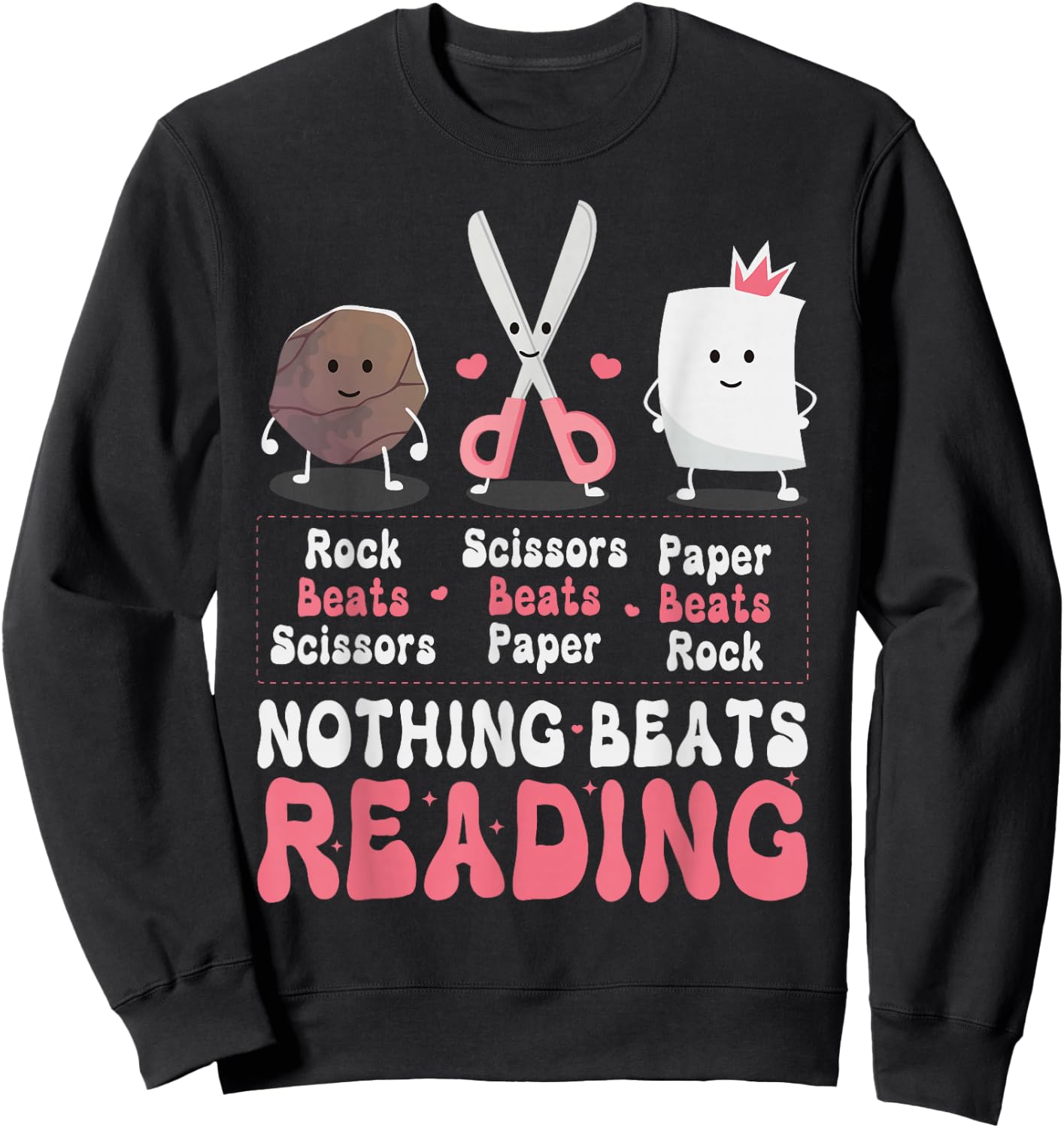 Nothing Beats Reading Book Rock Paper Scissors Funny Kids Sweatshirt - Sweatshirt | Black