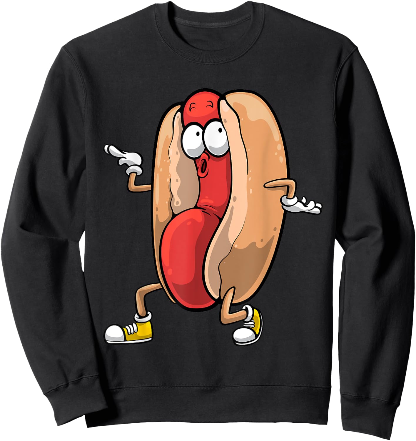 Funny Dancing Hot Dog Design For Kids Boys Girls Hotdog Gag Sweatshirt - Sweatshirt | Black