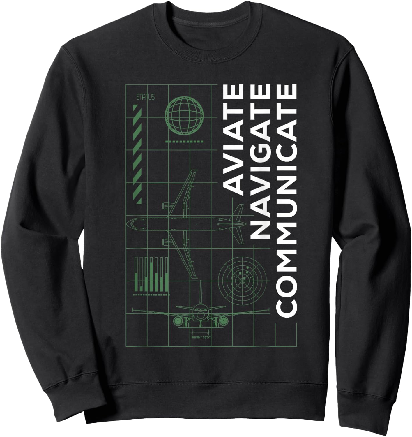 Pilot Aviate Navigate Communicate Aviation Sweatshirt - Sweatshirt | Black
