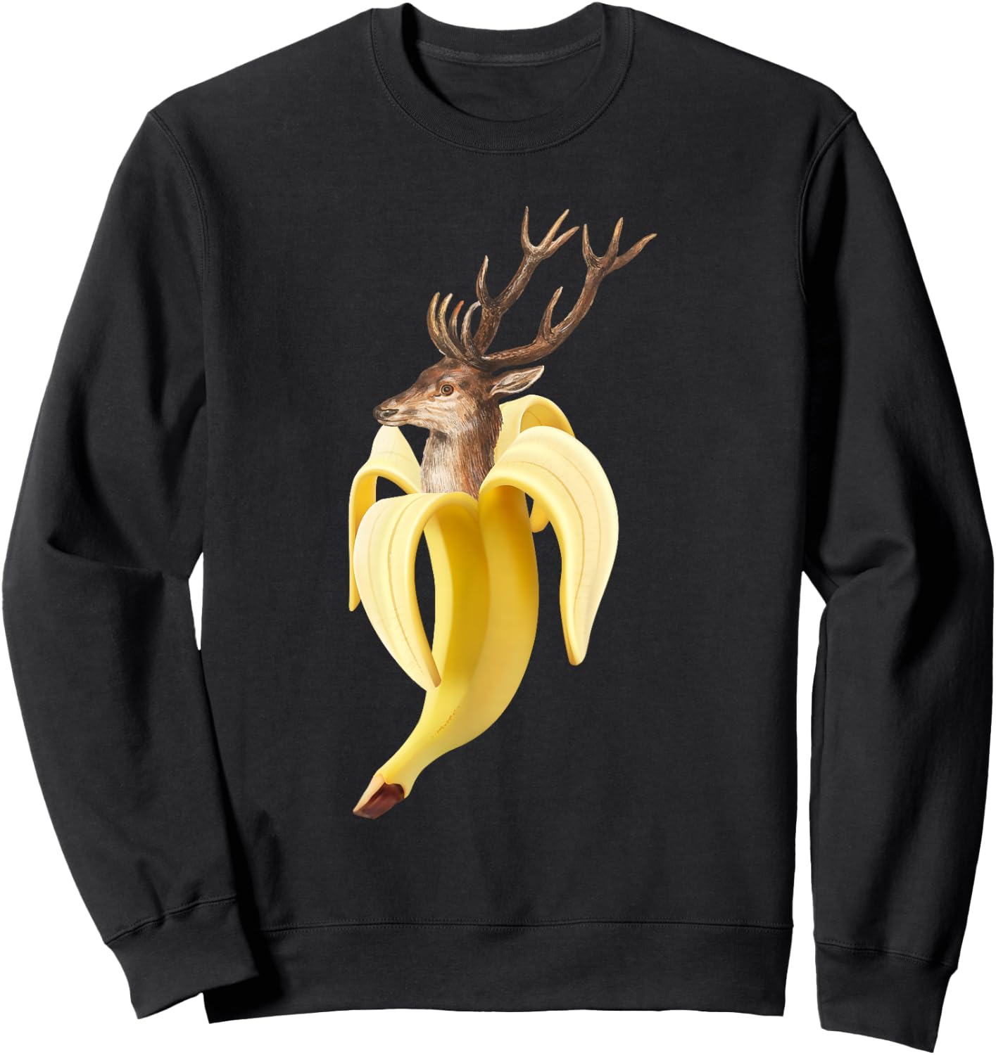 Deer in Banana Hunter Forest Deer Sweatshirt - Sweatshirt | Black