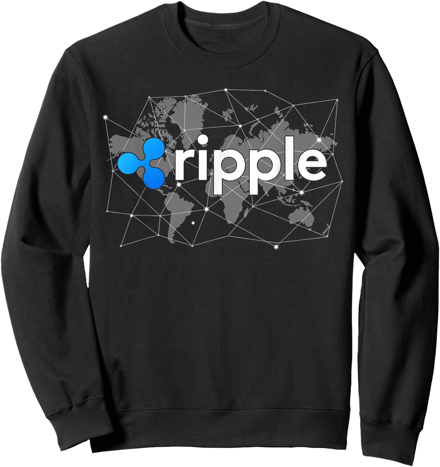 Ripple XRP Logo Crypto Trader World Map Blockchain Sweatshirt - Sweatshirt | Black