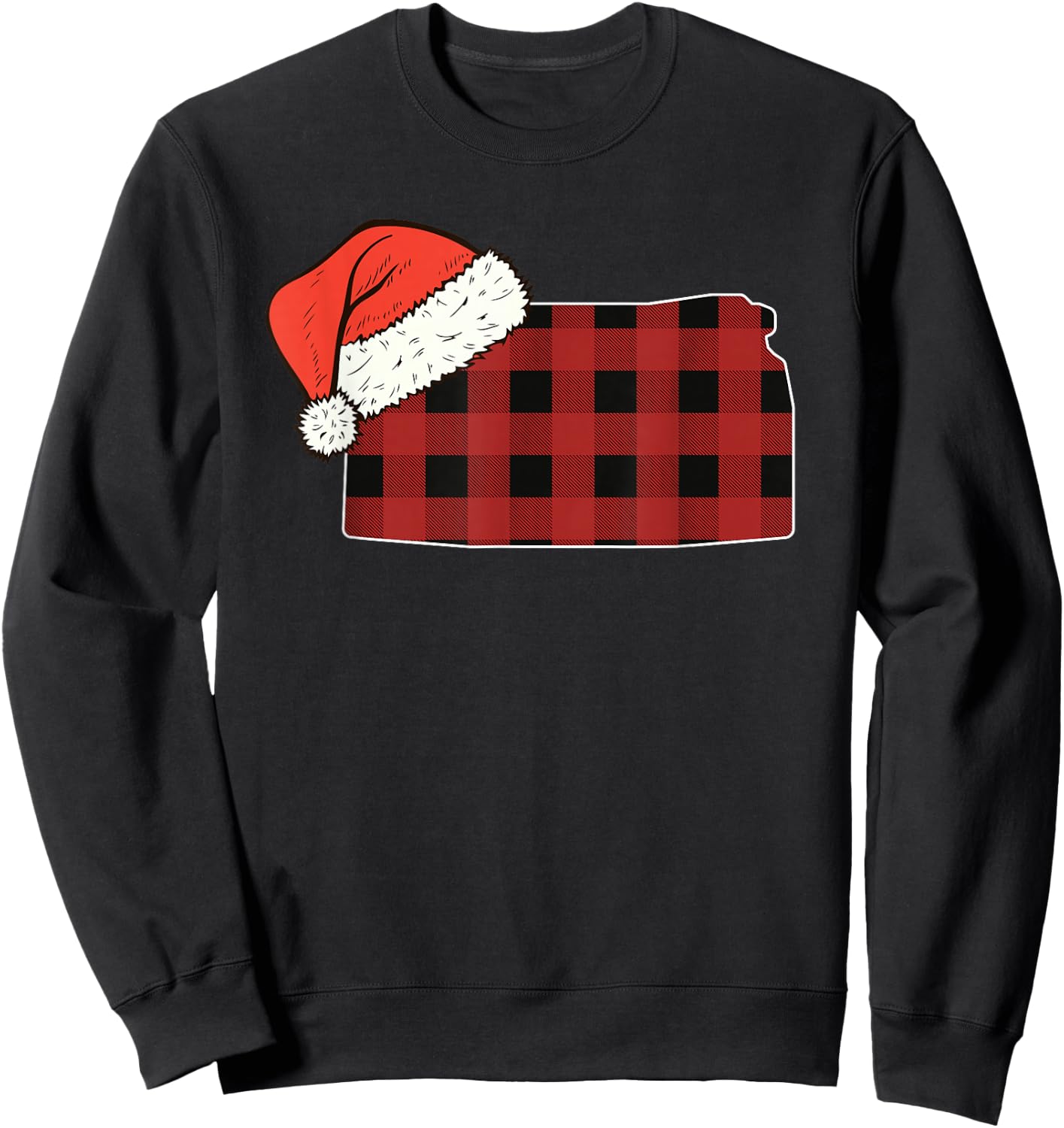 Kansas Plaid Christmas Santa Hat Holiday Matching Design Sweatshirt - Sweatshirt | Black