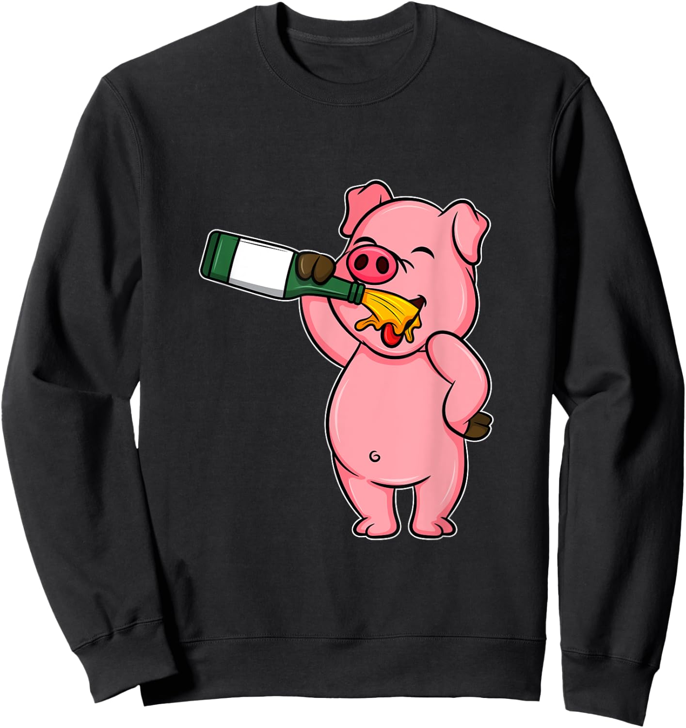 Funny Beer Day Pig Shirt I Alcohol Drink Party Wine Sweatshirt - Sweatshirt | Black