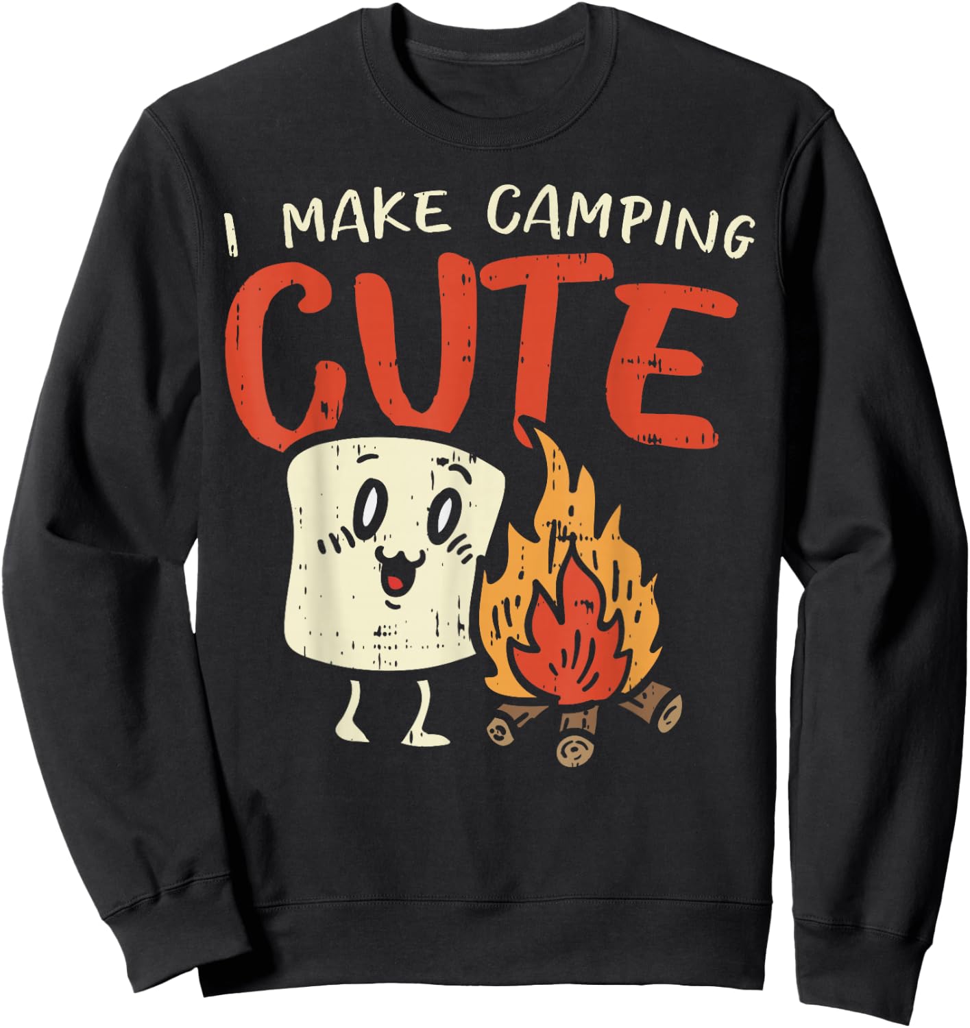 I Make Camping Cute Marshmallow Campfire Camper Kids Gift Sweatshirt - Sweatshirt | Black