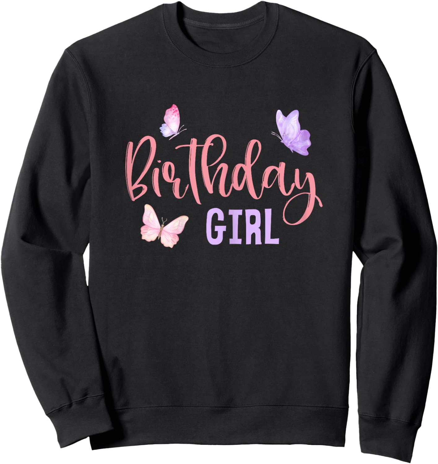 Birthday Girl Butterfly Party Child Kid Matching Family Sweatshirt - Sweatshirt | Black
