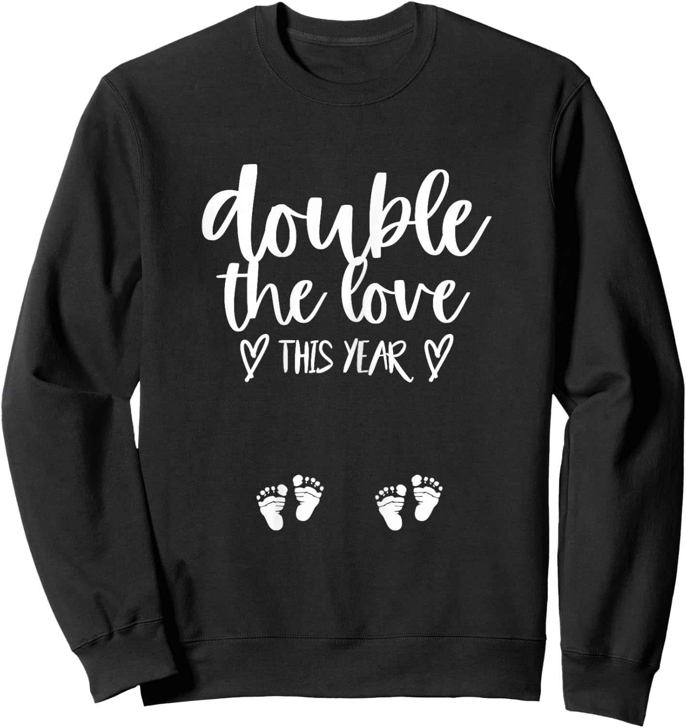 Twin Pregnancy Valentines Day Baby Announcement Sweatshirt - Sweatshirt | Black