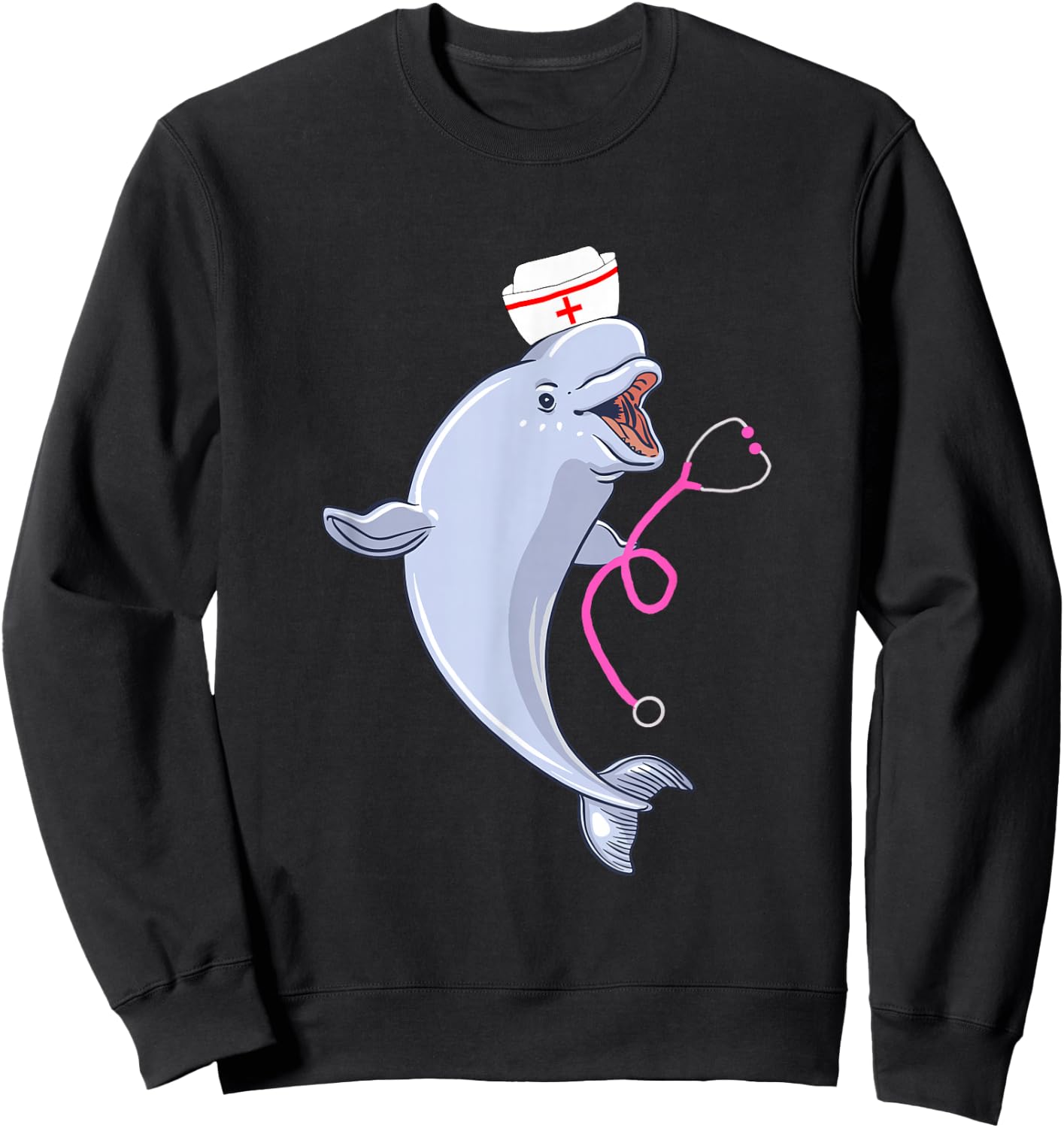 Beluga Whale Medical Nurse Medic RN White Arctic Whale Sweatshirt - Sweatshirt | Black