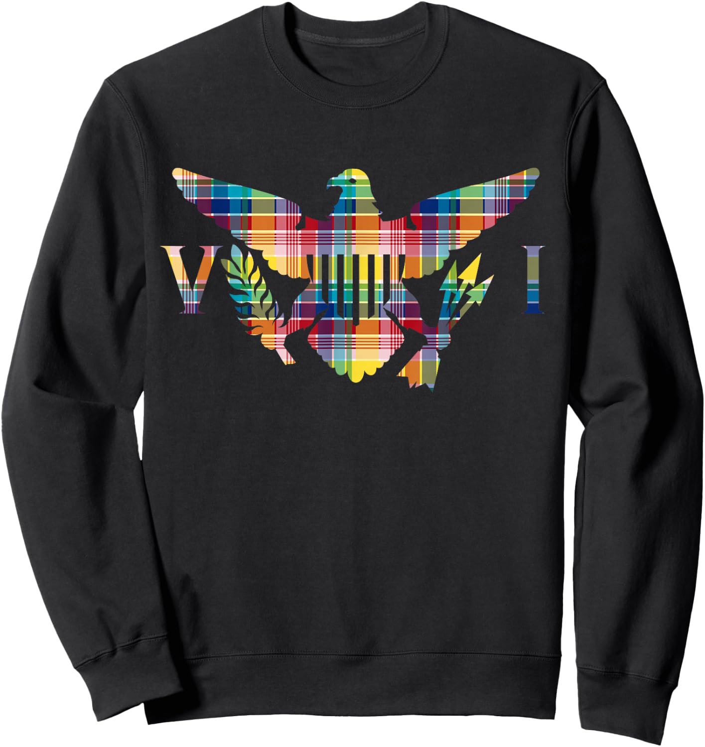 Official Virgin Islands Madras VI Flag Sweatshirt - Sweatshirt | Black