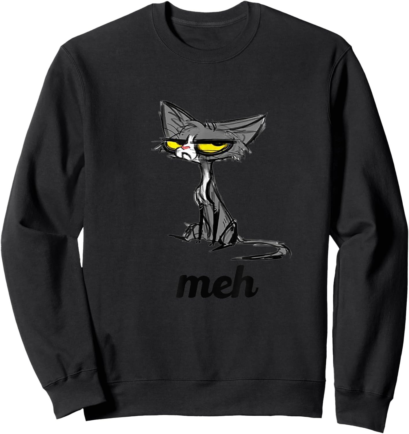 Amazing Meh Cat for Cat Lovers - Funny Orange Cat - , Blue, Small, Short Sleeve, Classic Fit, Cotton 60% Polyester 40% Sweatshirt - Sweatshirt | Black