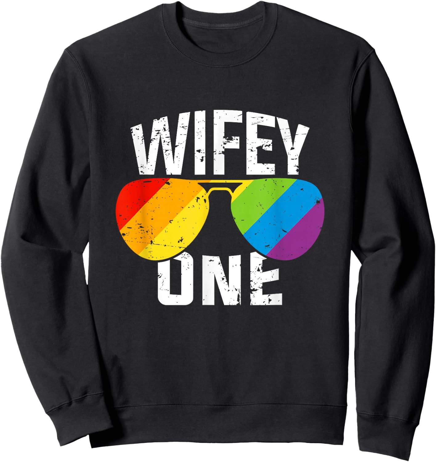 Lesbian Pride Wifey One Bride Matching Couples Gift Shirt Sweatshirt - Sweatshirt | Black