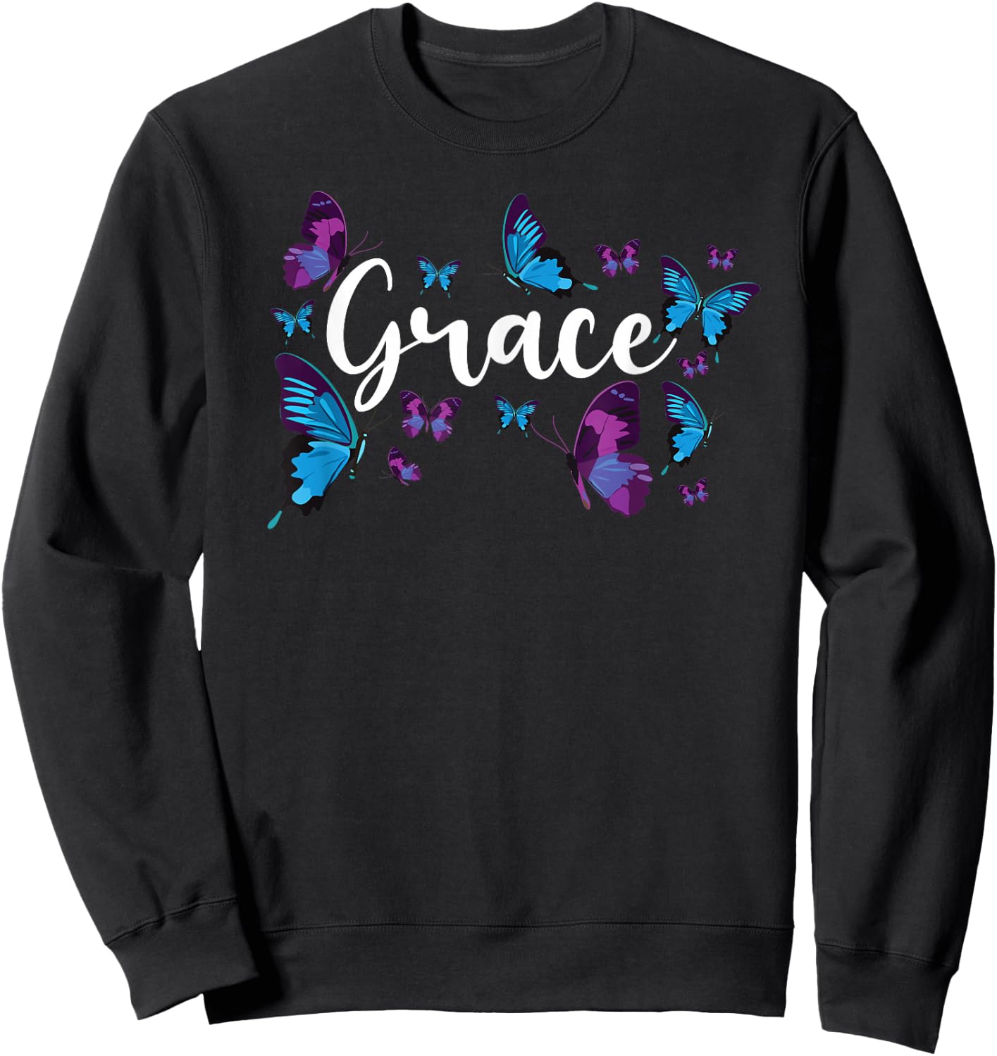 Christian Bible Verse Quote Butterfly Grace Sweatshirt - Sweatshirt | Black