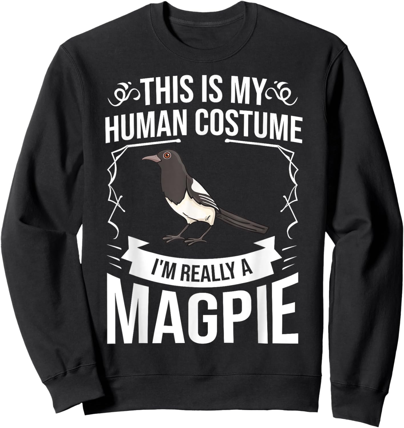 Magpie Bird Feathers Animal Sweatshirt - Sweatshirt | Black