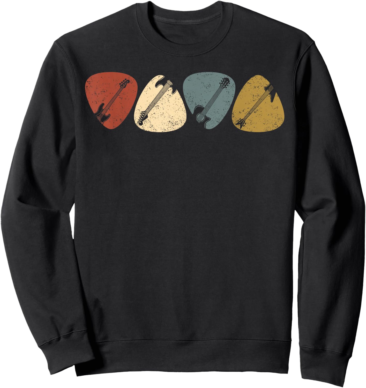 Vintage Guitar Pick Retro Guitarists, Bassist Gifts Sweatshirt - Sweatshirt | Black