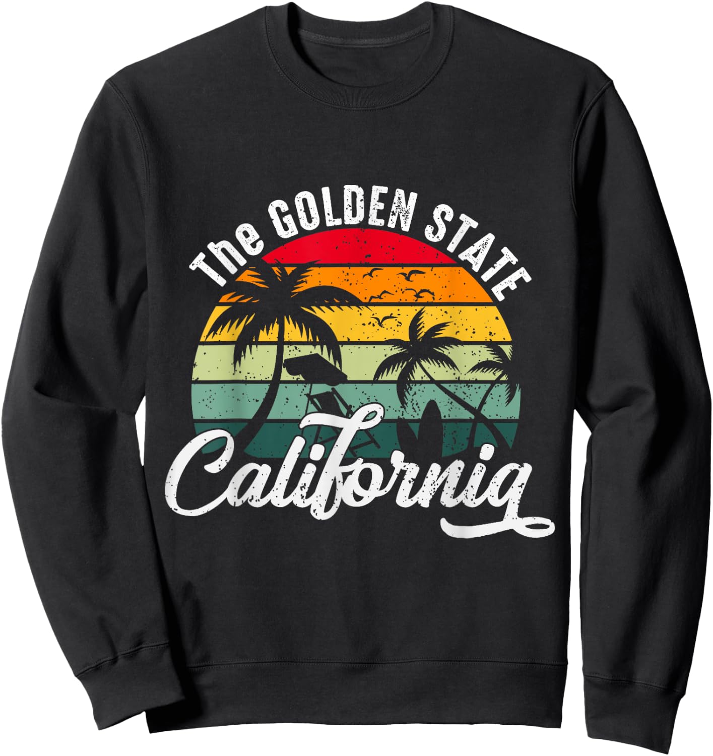 Summer The Golden State California Retro Vintage Men Women Kids Sweatshirt - Sweatshirt | Black