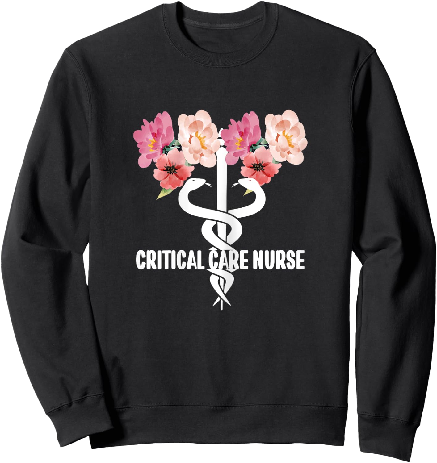 Critical Care Nurse Caduceus ICU RN Critical Care Nursing Sweatshirt - Sweatshirt | Black