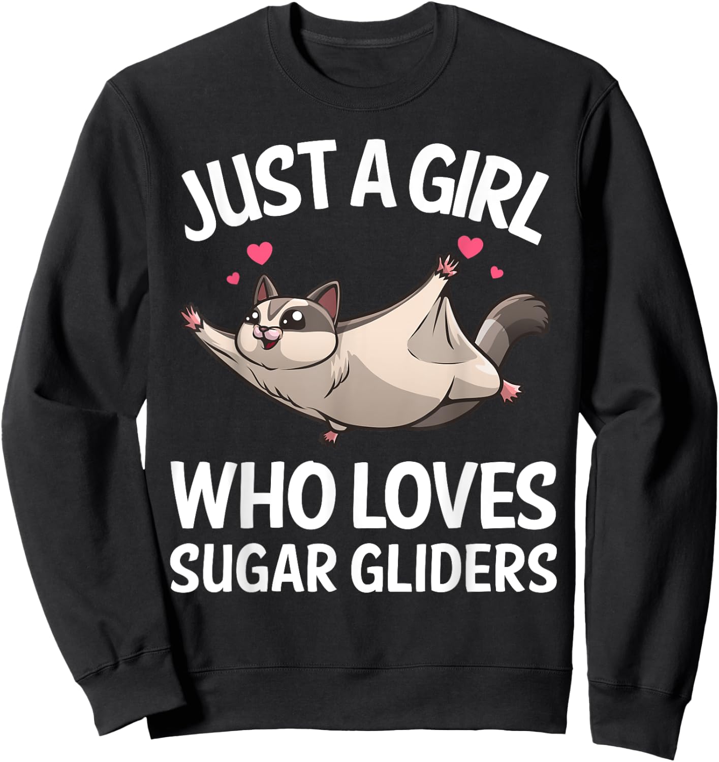 Funny Sugar Glider Design For Girls Women Gliding Animal Sweatshirt - Sweatshirt | Black