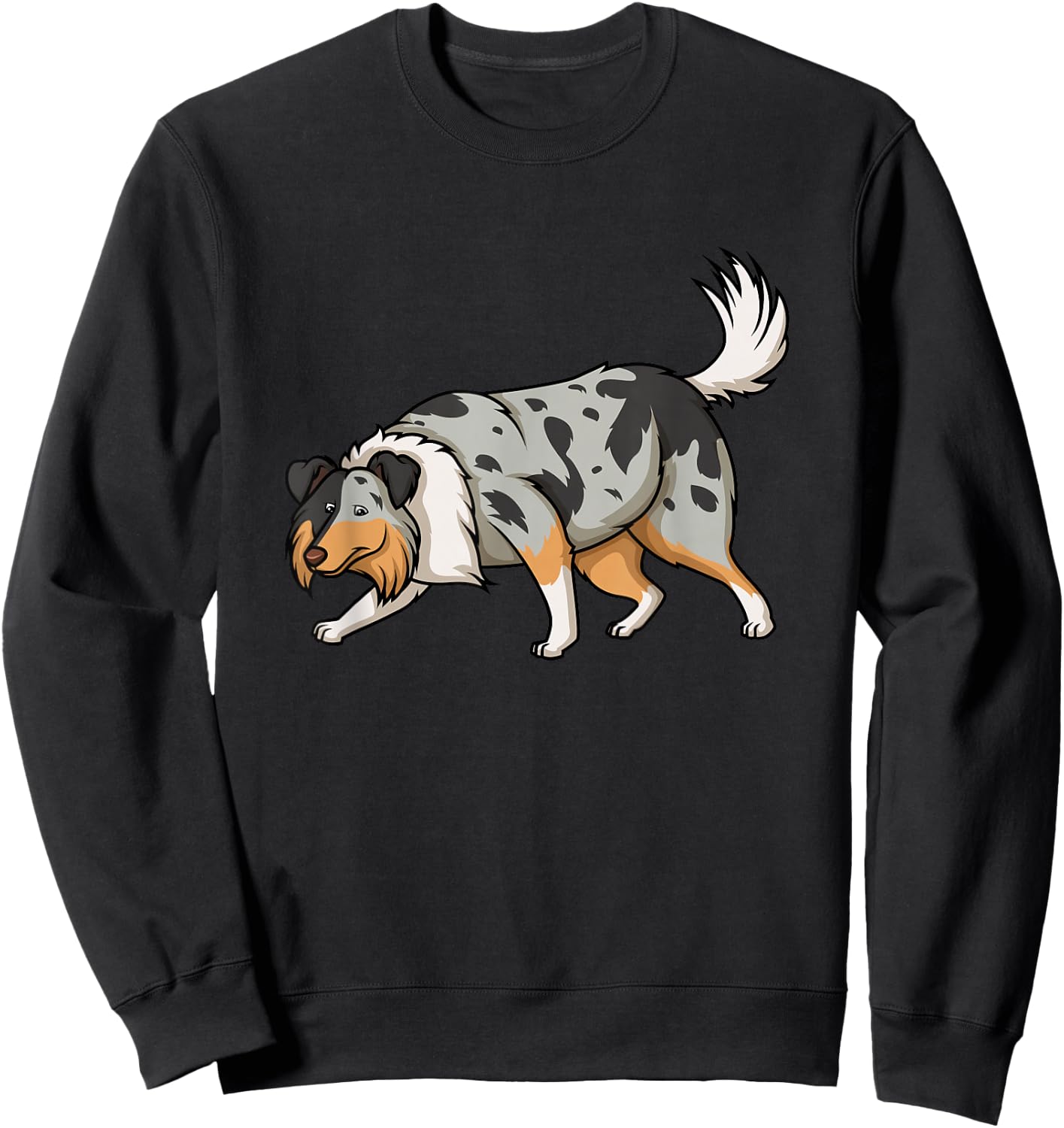 Collie Dogs Blue Merle Collie Sniffing Funny Cute Sweatshirt - Sweatshirt | Black